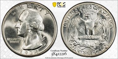 1934 25C Heavy Motto MS63