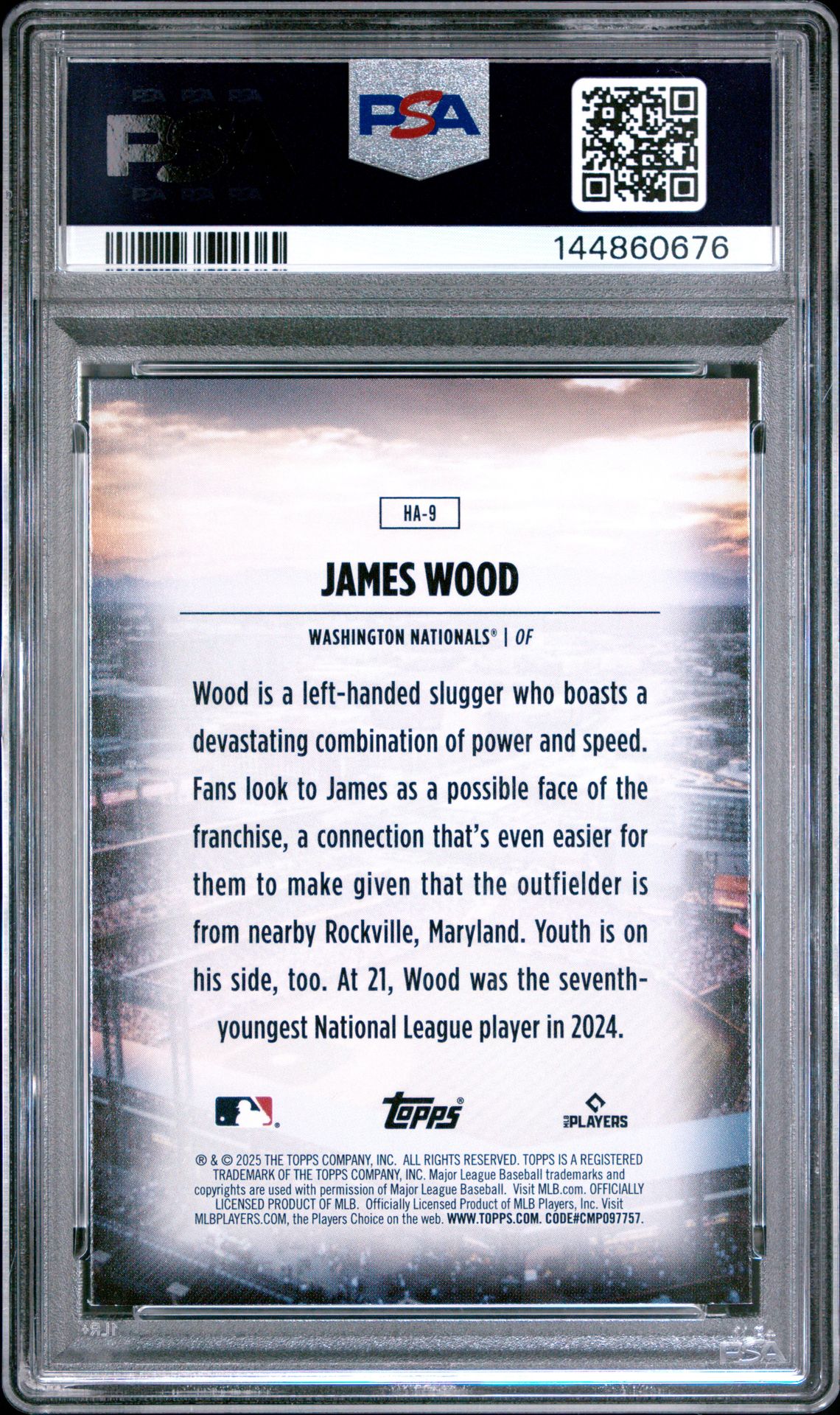 2025 Topps Home Field Advantage James Wood #Ha9 Mint 9 back