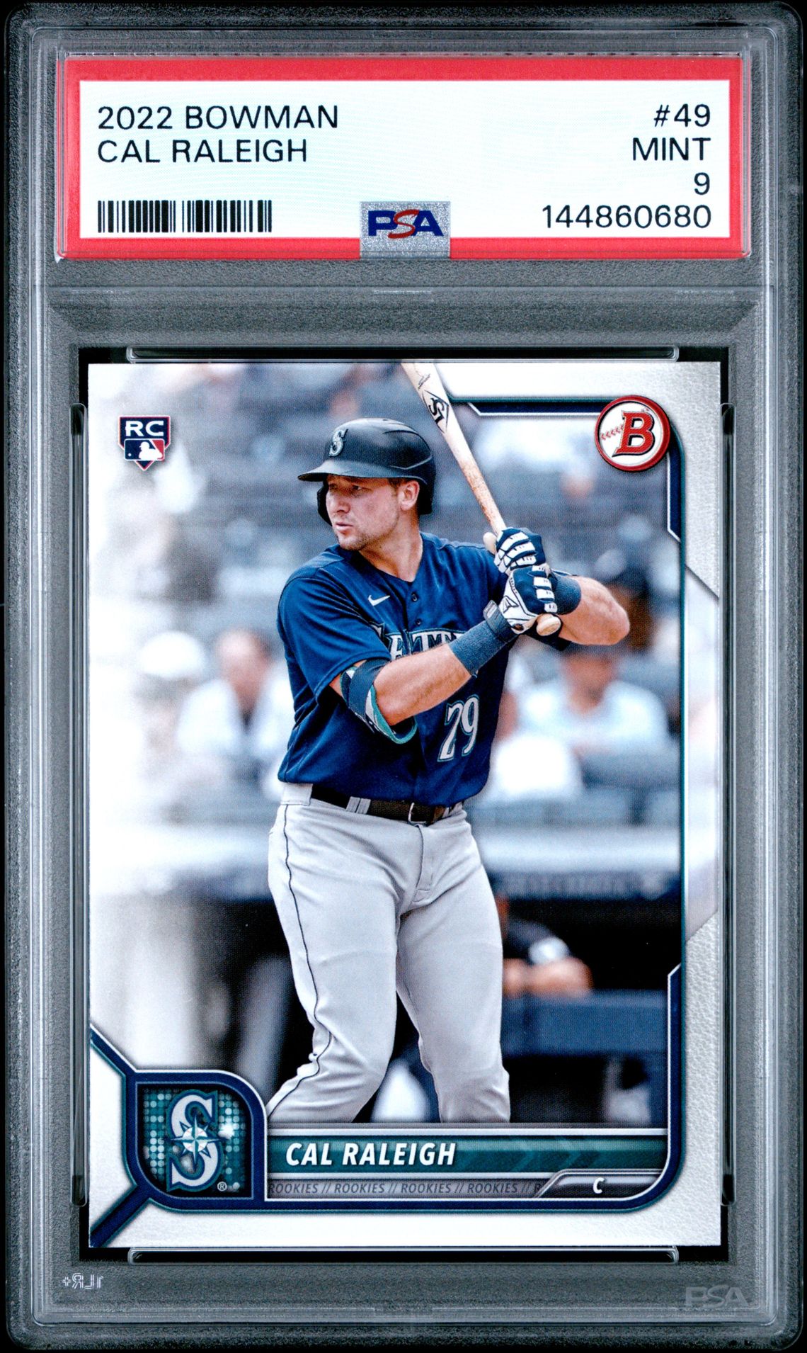 2022 Bowman Cal Raleigh #49 Mint 9 front