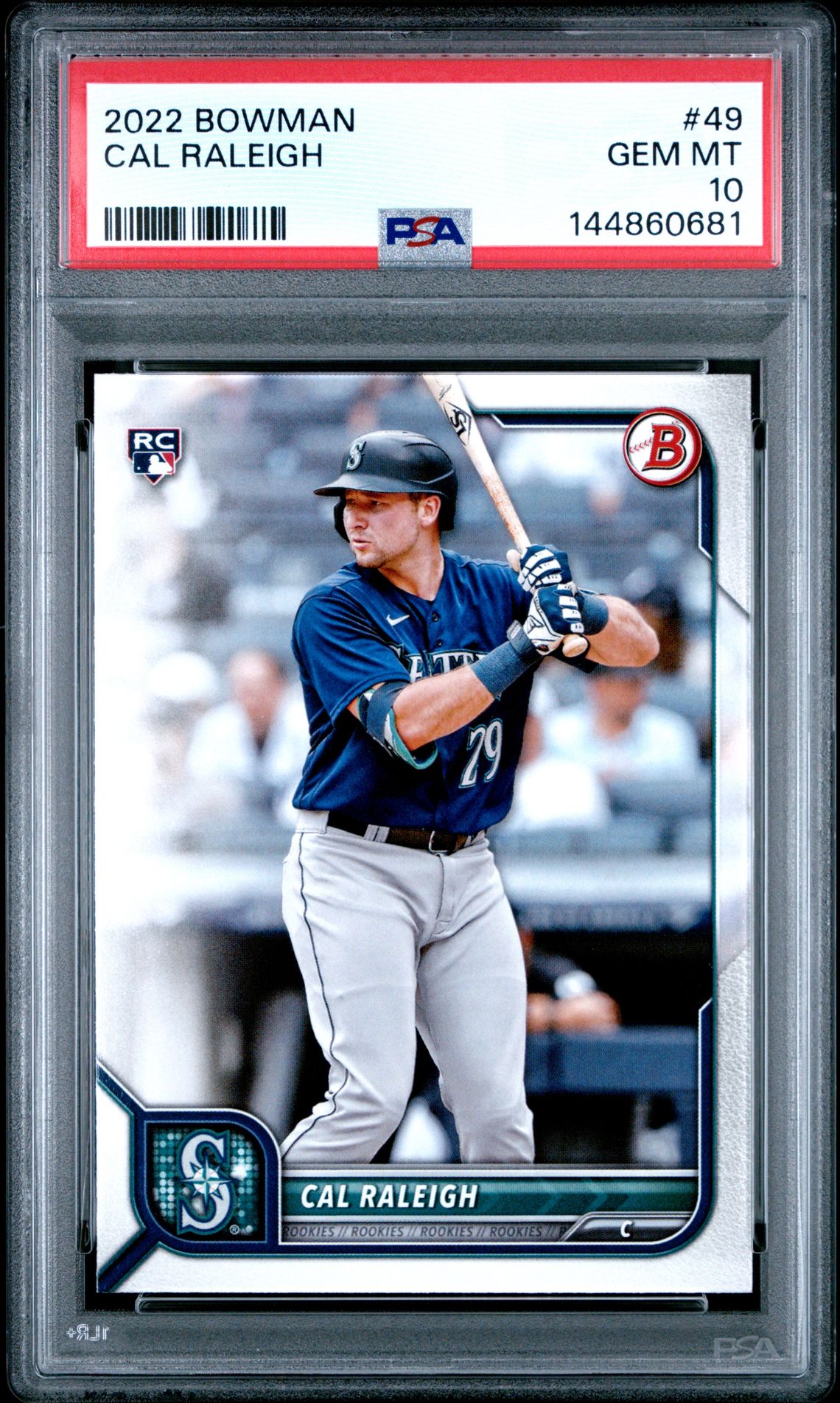 2022 Bowman Cal Raleigh #49 Gem Mt 10 front