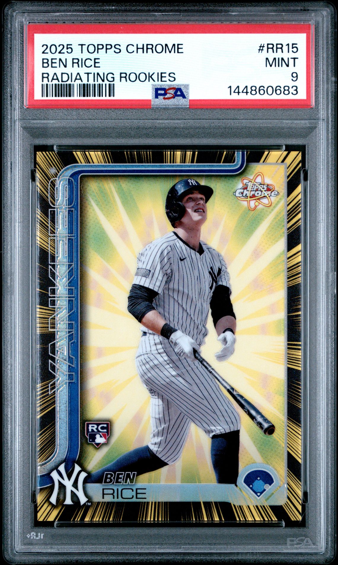 2025 Topps Chrome Radiating Rookies Ben Rice #Rr15 Mint 9 front