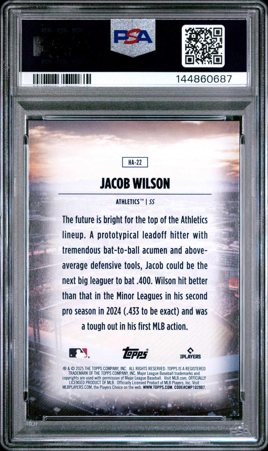 2025 Topps Home Field Advantage Jacob Wilson #Ha22 (Series 2) Mint 9 back