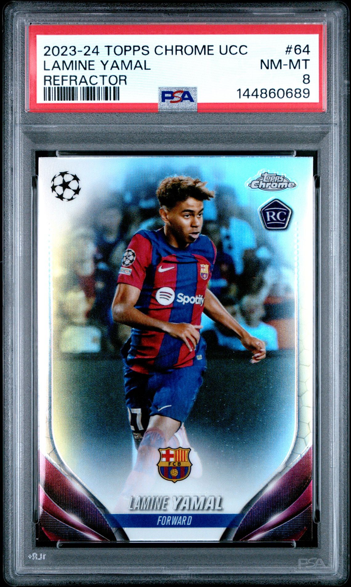 2023-24 Topps Chrome Uefa Club Competitions Lamine Yamal #64 (Refractor) Nm-Mt 8 front