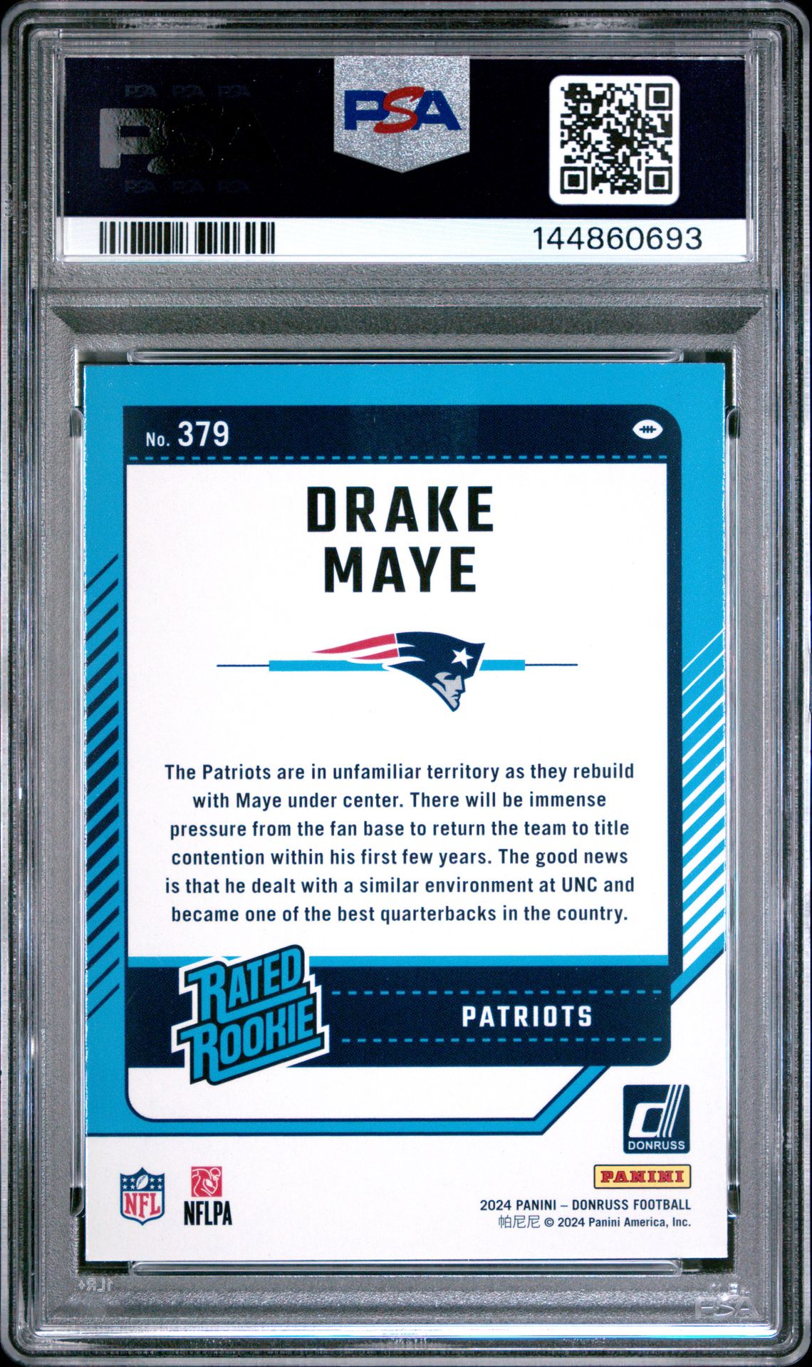 2024 Panini Donruss Drake Maye #379 Mint 9 back