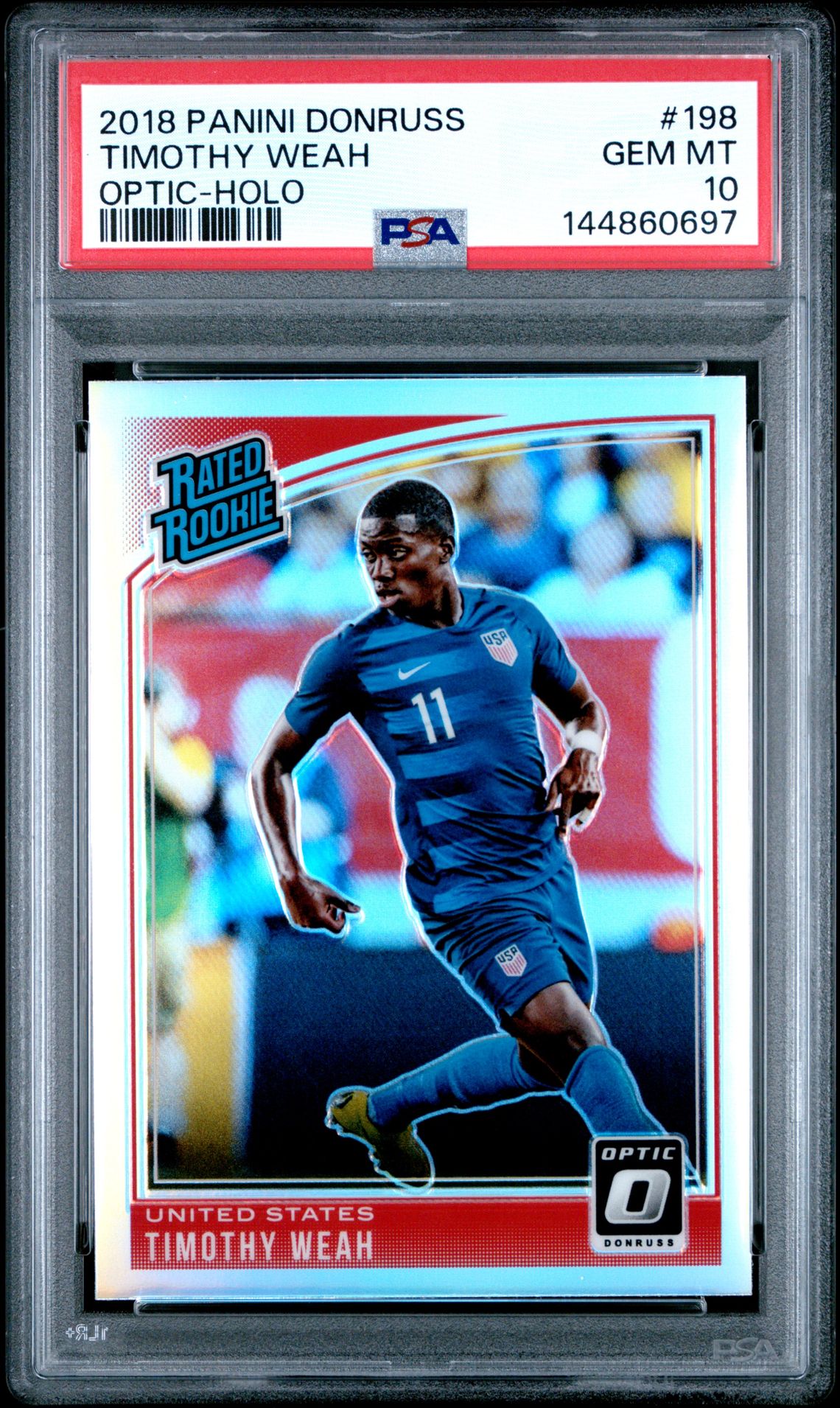 2018 Panini Donruss Timothy Weah #198 (Optic-Holo) Gem Mt 10 front