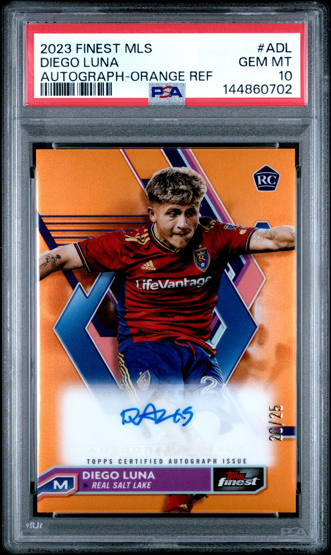 2023 Topps Finest Mls Autographs Diego Luna #Adl (Autograph-Orange Ref) Gem Mt 10 front