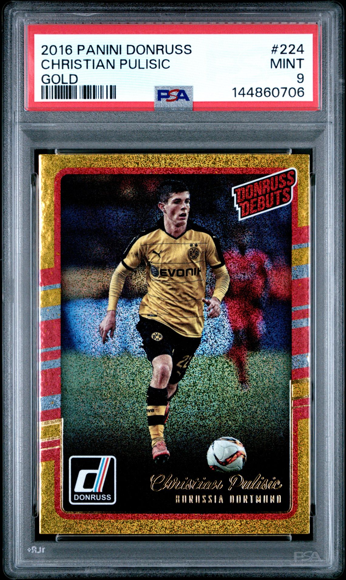 2016 Panini Donruss Christian Pulisic #224 (Gold) Mint 9 front
