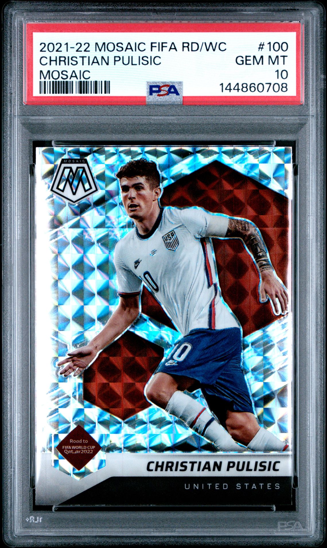 2021-2022 Panini Mosaic Fifa Road To World Cup Christian Pulisic #100 (Mosaic) Gem Mt 10 front