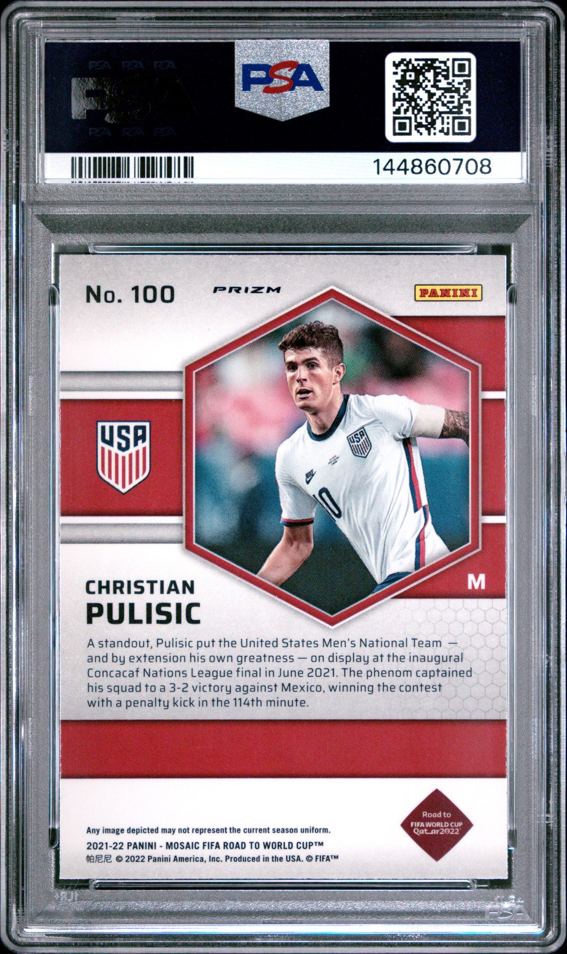 2021-2022 Panini Mosaic Fifa Road To World Cup Christian Pulisic #100 (Mosaic) Gem Mt 10 back
