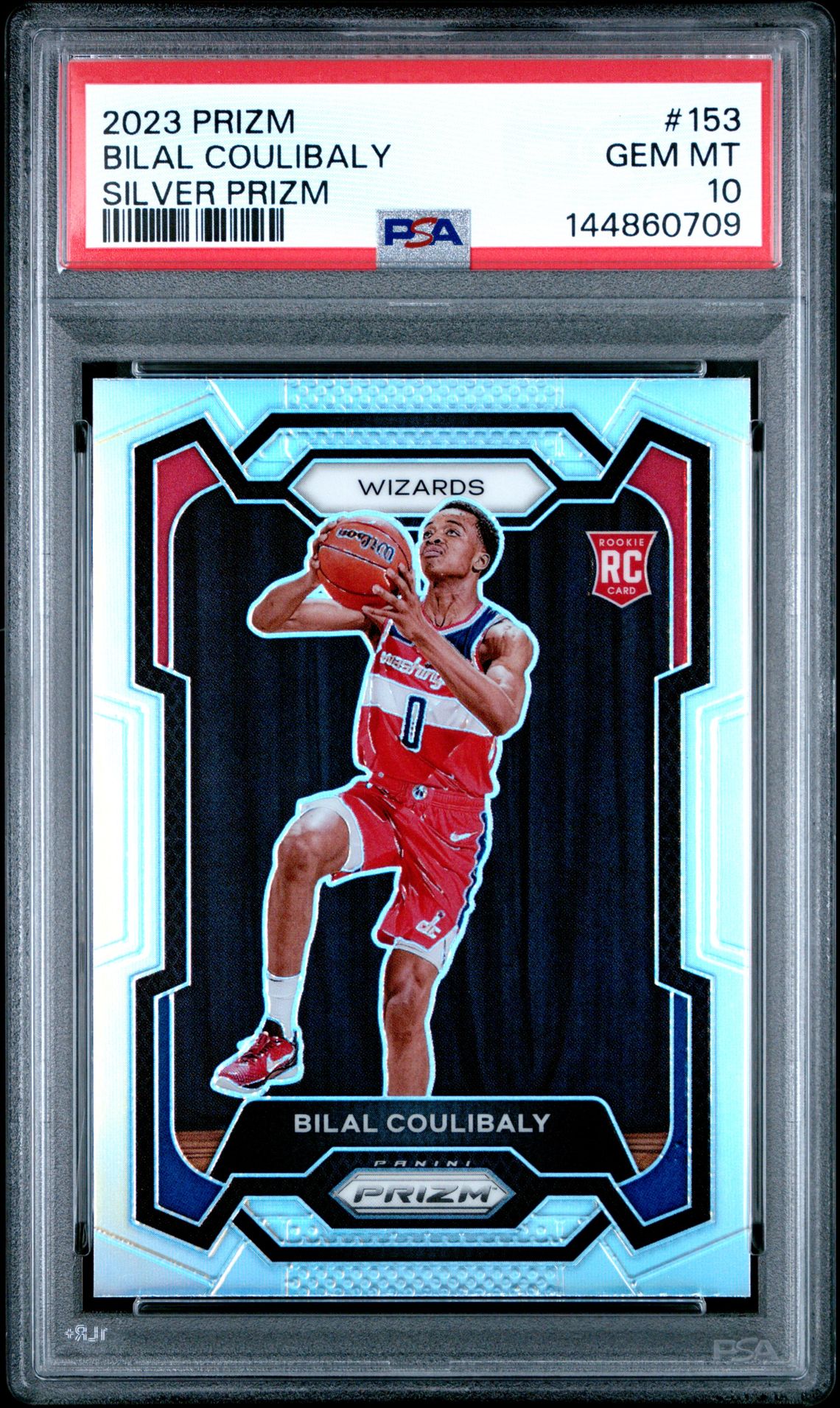 2023 Panini Prizm Bilal Coulibaly #153 (Silver Prizm) Gem Mt 10 front view - PSA graded GEM MT 10