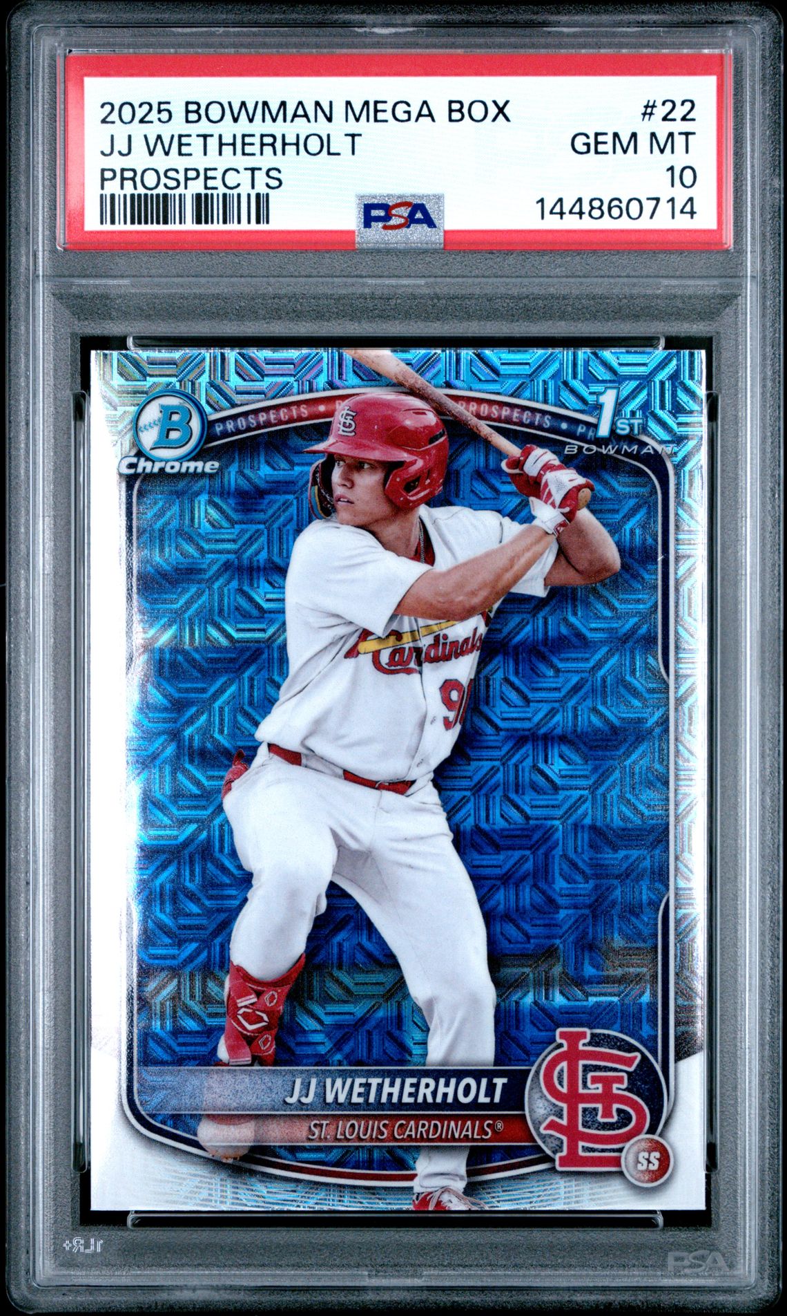 2025 Bowman Mega Box Chrome Prospects Jj Wetherholt #22 Gem Mt 10 front