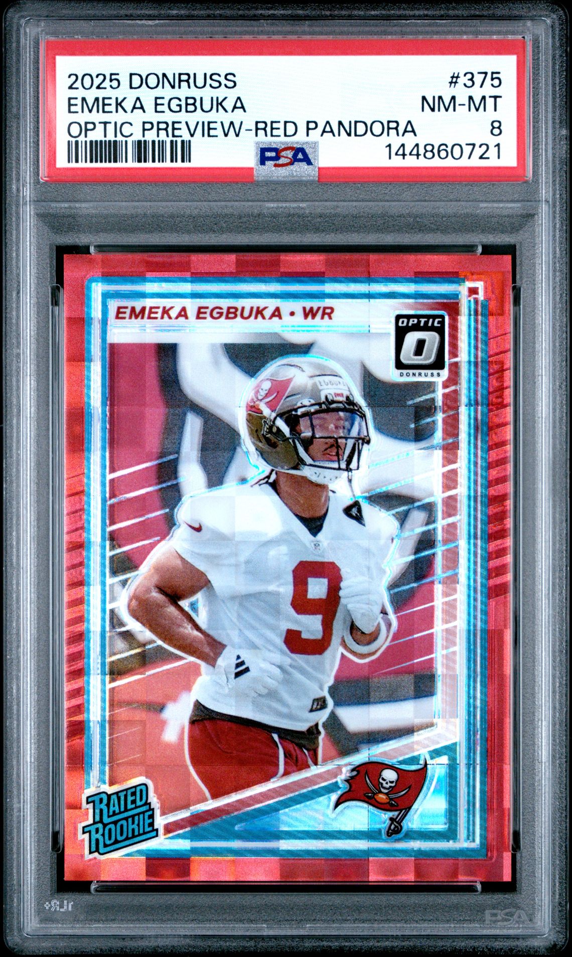 2025 Panini Donruss Emeka Egbuka #375 (Optic Preview-Red Pandora) Nm-Mt 8 front