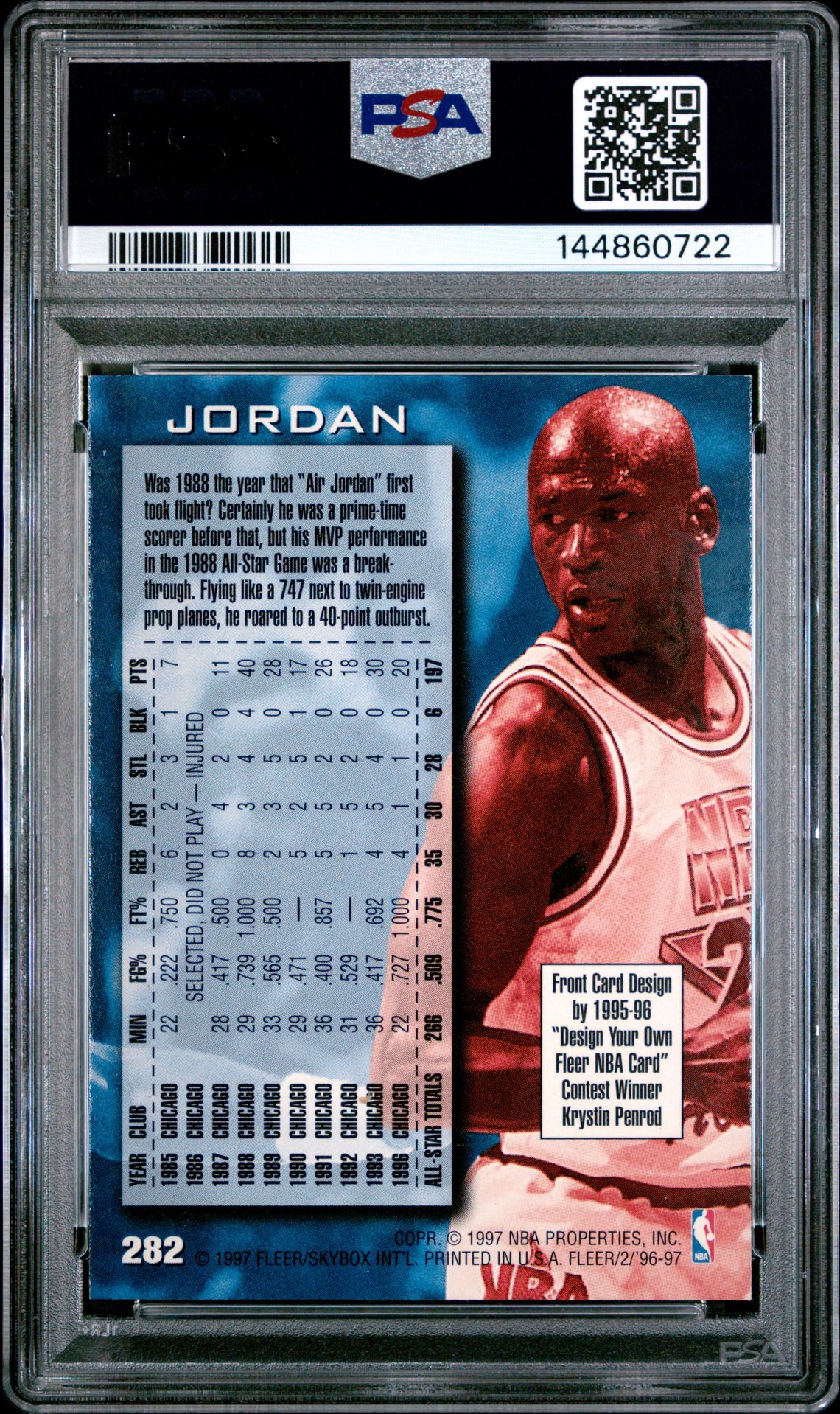 1996 Fleer Michael Jordan #282 Nm 7 back