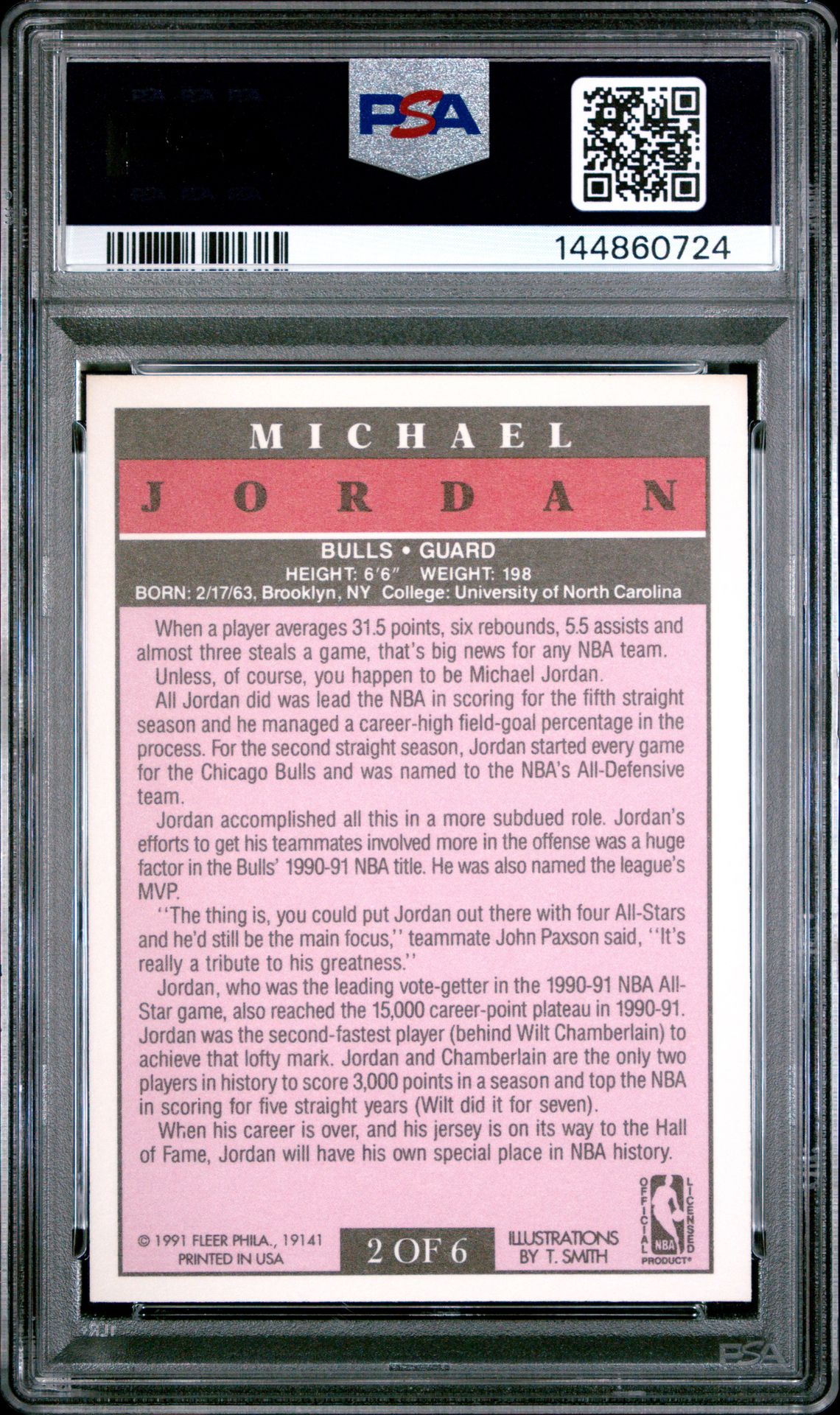 1991 Fleer Pro-Visions Michael Jordan #2 Gem Mt 10 back