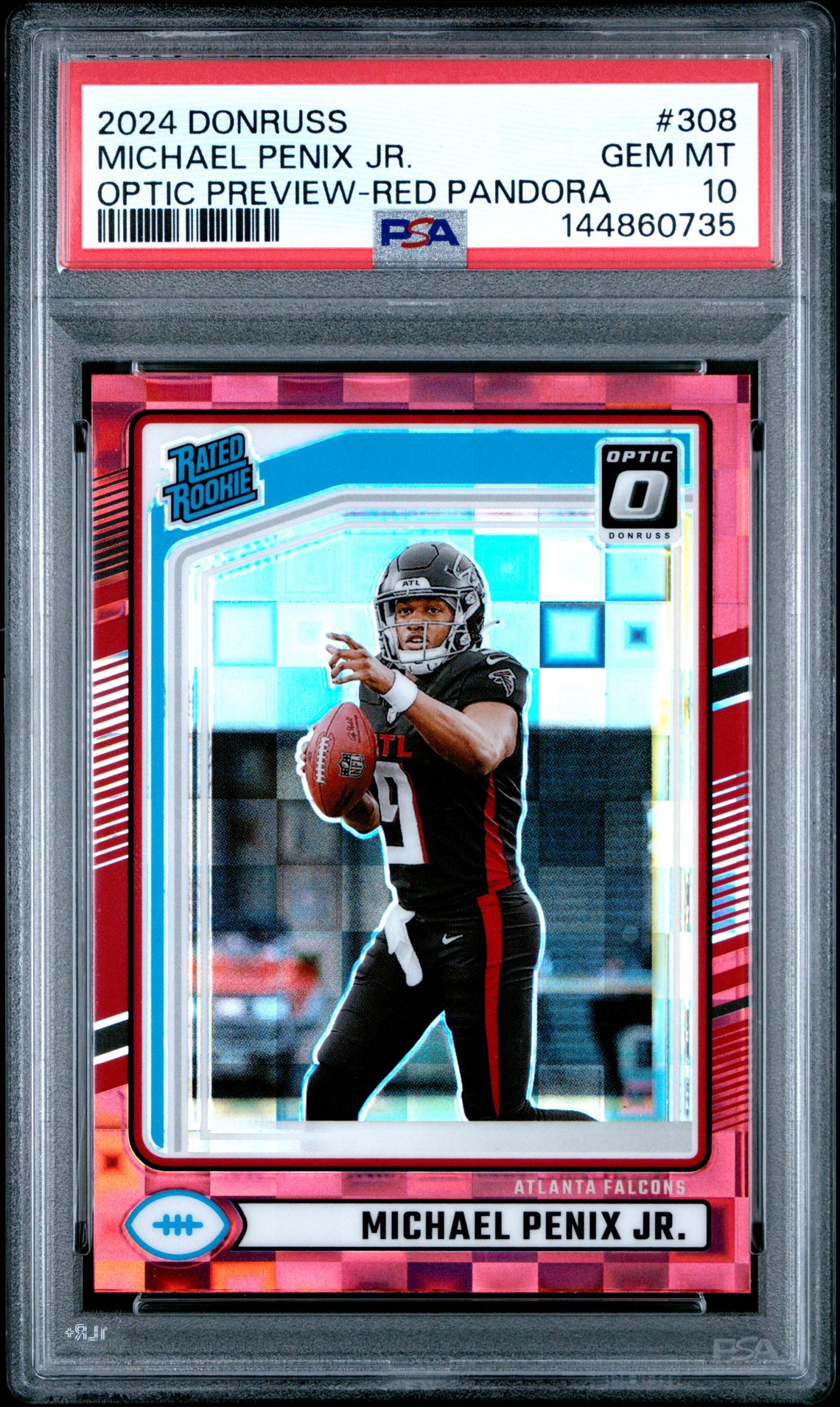 2024 Panini Donruss Michael Penix Jr. #308 (Optic Preview-Red Pandora) Gem Mt 10 front