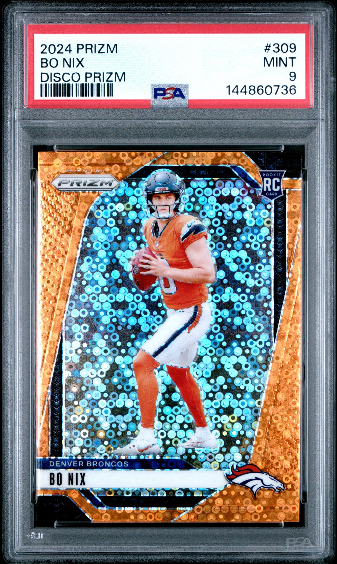 2024 Panini Prizm Bo Nix #309 (Disco Prizm) Mint 9 front