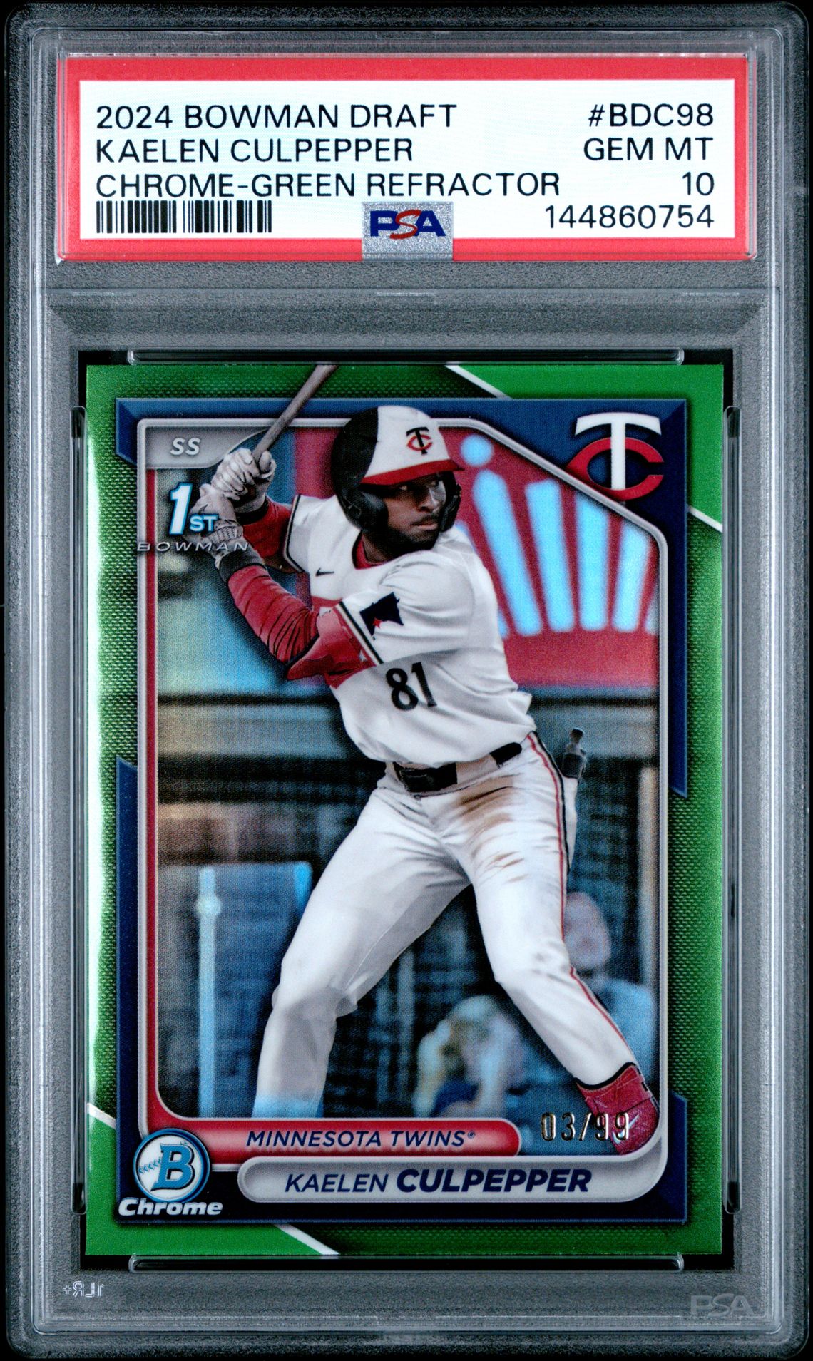 2024 Bowman Draft Kaelen Culpepper #Bdc98 (Chrome-Green Refractor) Gem Mt 10 front