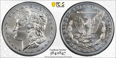 2021-CC Privy $1 Morgan Dollar 100th Anniversary MS70