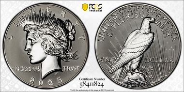 2025-S $1 Peace Dollar Rev PR Two-Coin Reverse Proof Set PR69