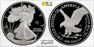 2025-W $1 Silver Eagle w/ Laser Privy PR70DCAM