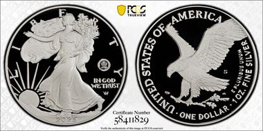 2025-S $1 Silver Eagle w/ U.S. Navy Privy 250th Anniversary PR70DCAM