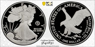 2025-S $1 Silver Eagle w/ U.S. Navy Privy 250th Anniversary PR70DCAM