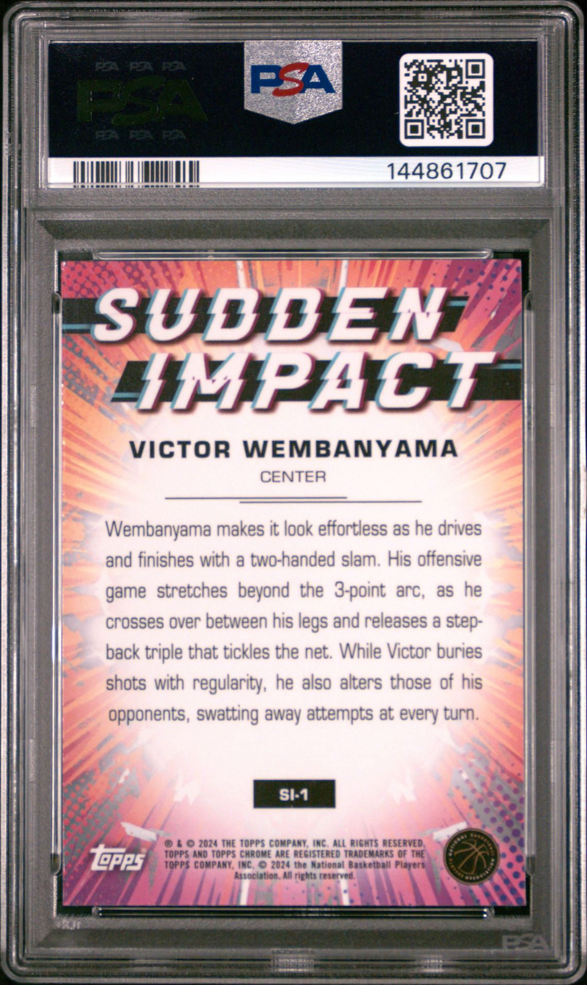 2023 Topps Chrome Sudden Impact Victor Wembanyama #Si1 Gem Mt 10 back