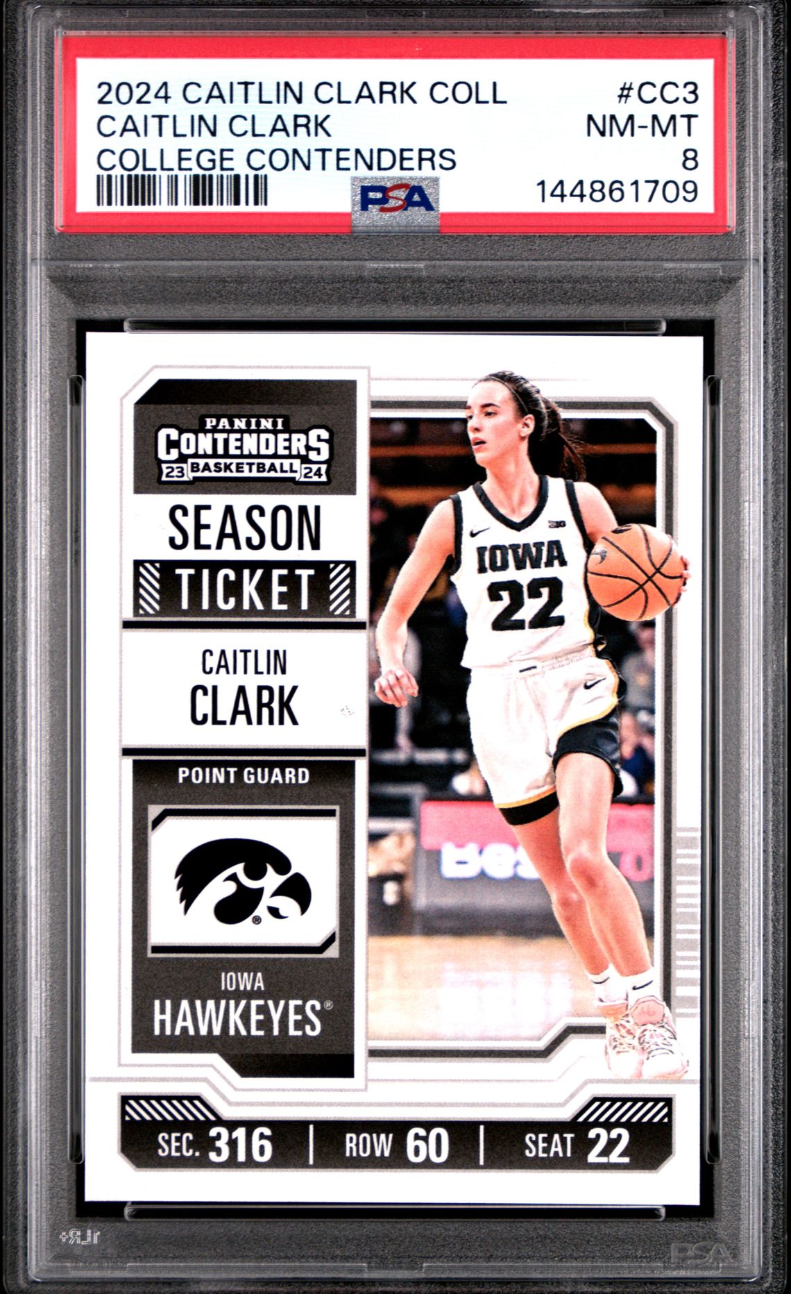 2024 Panini Caitlin Clark Collection College Contenders Caitlin Clark #Cc3 Nm-Mt 8 front