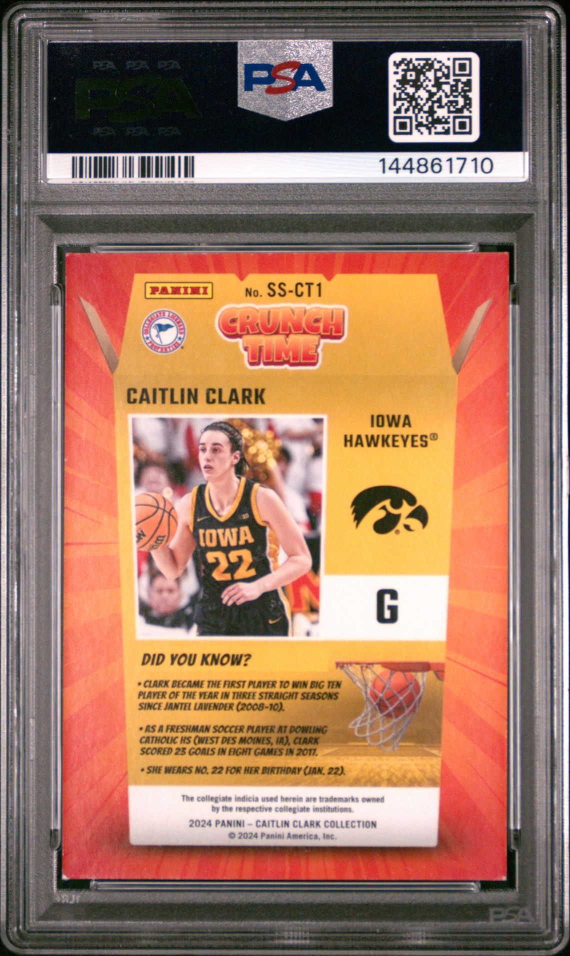 2024 Panini Caitlin Clark Collection Crunch Time Caitlin Clark #Ssct1 Nm 7 back