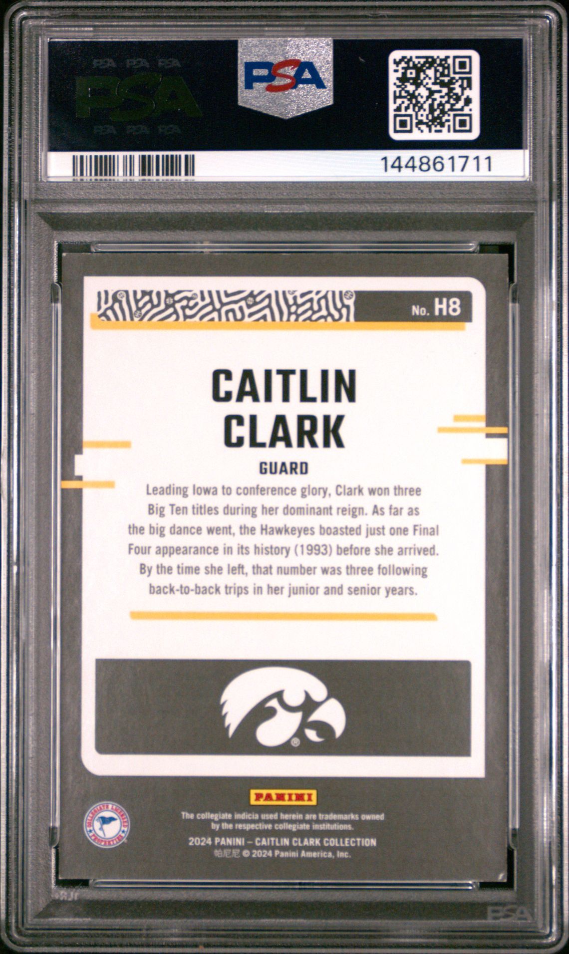 2024 Panini Caitlin Clark Collection Highlights Caitlin Clark #H8 (Highlights-Floating Hearts) Nm 7 back