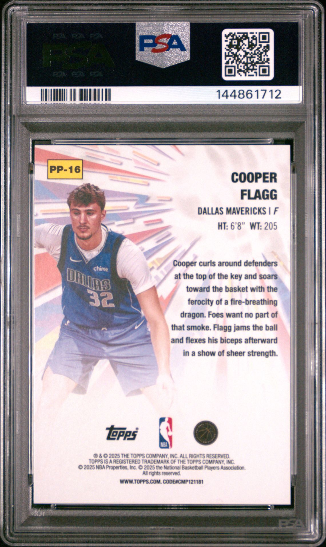 2025 Topps Power Players Cooper Flagg #Pp-16 Gem Mt 10 back