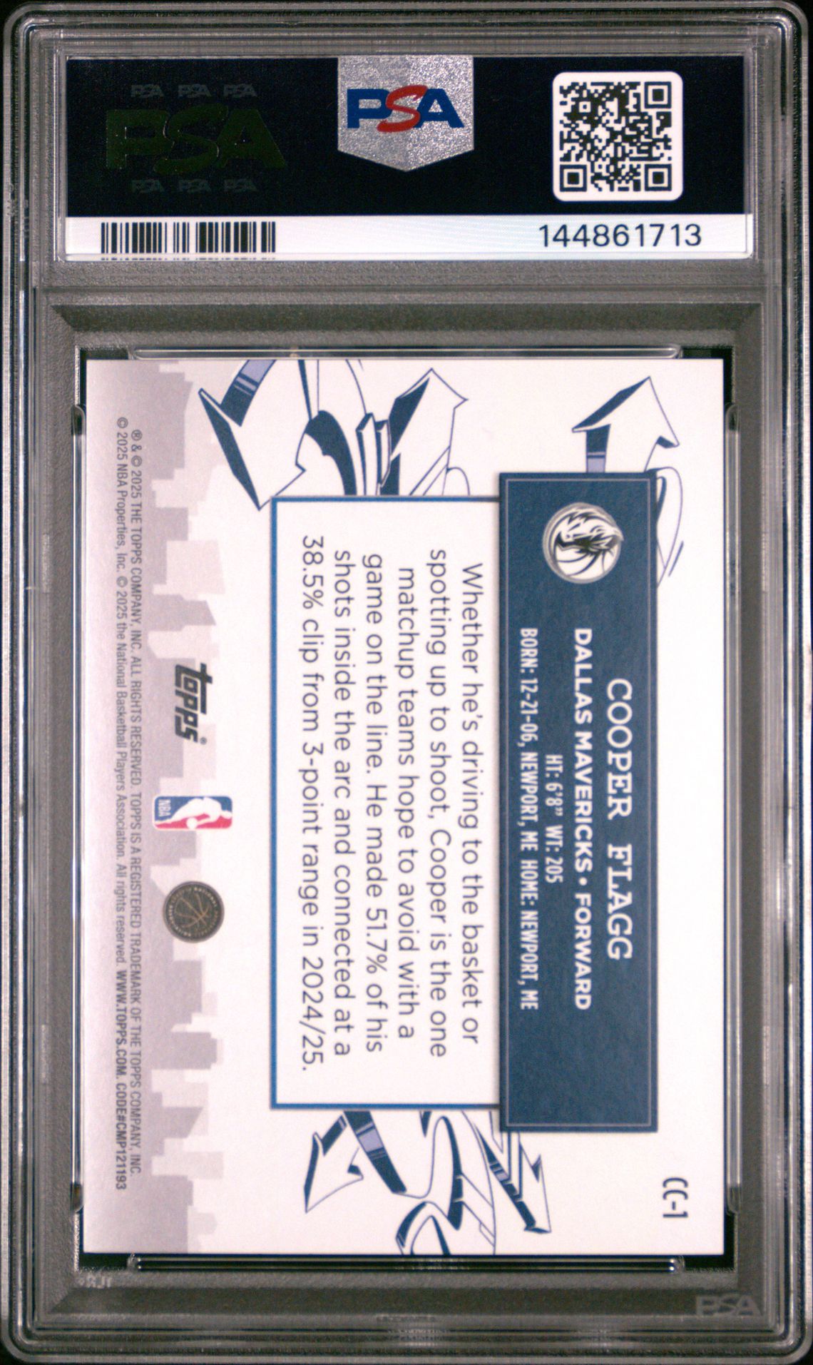 2025 Topps Clutch City Prospects Cooper Flagg #Cc-1 Mint 9 back