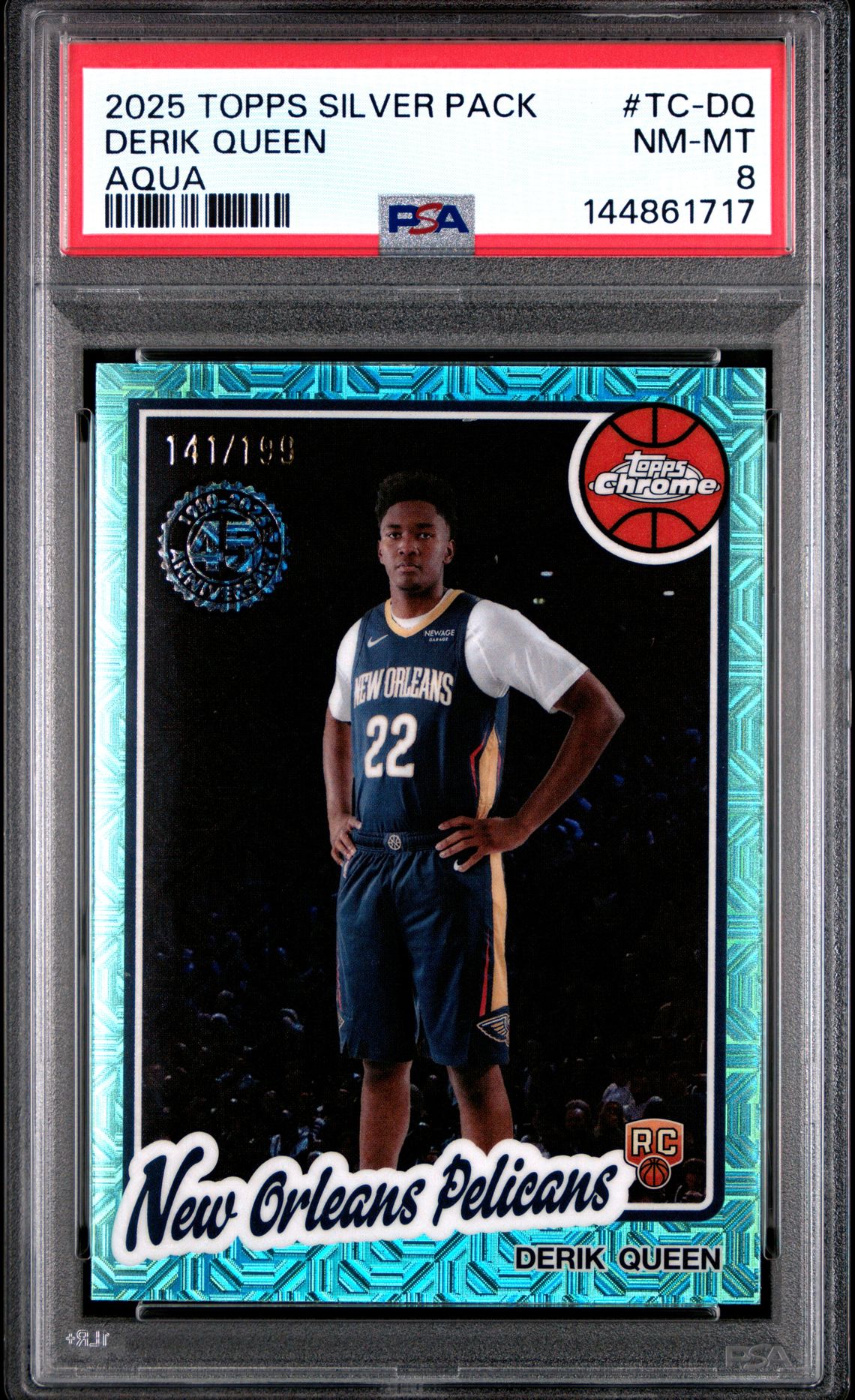 2025 Topps Silver Pack 1980-81 Topps Chrome Basketball Derik Queen #Tc-Dq (Aqua) Nm-Mt 8 front