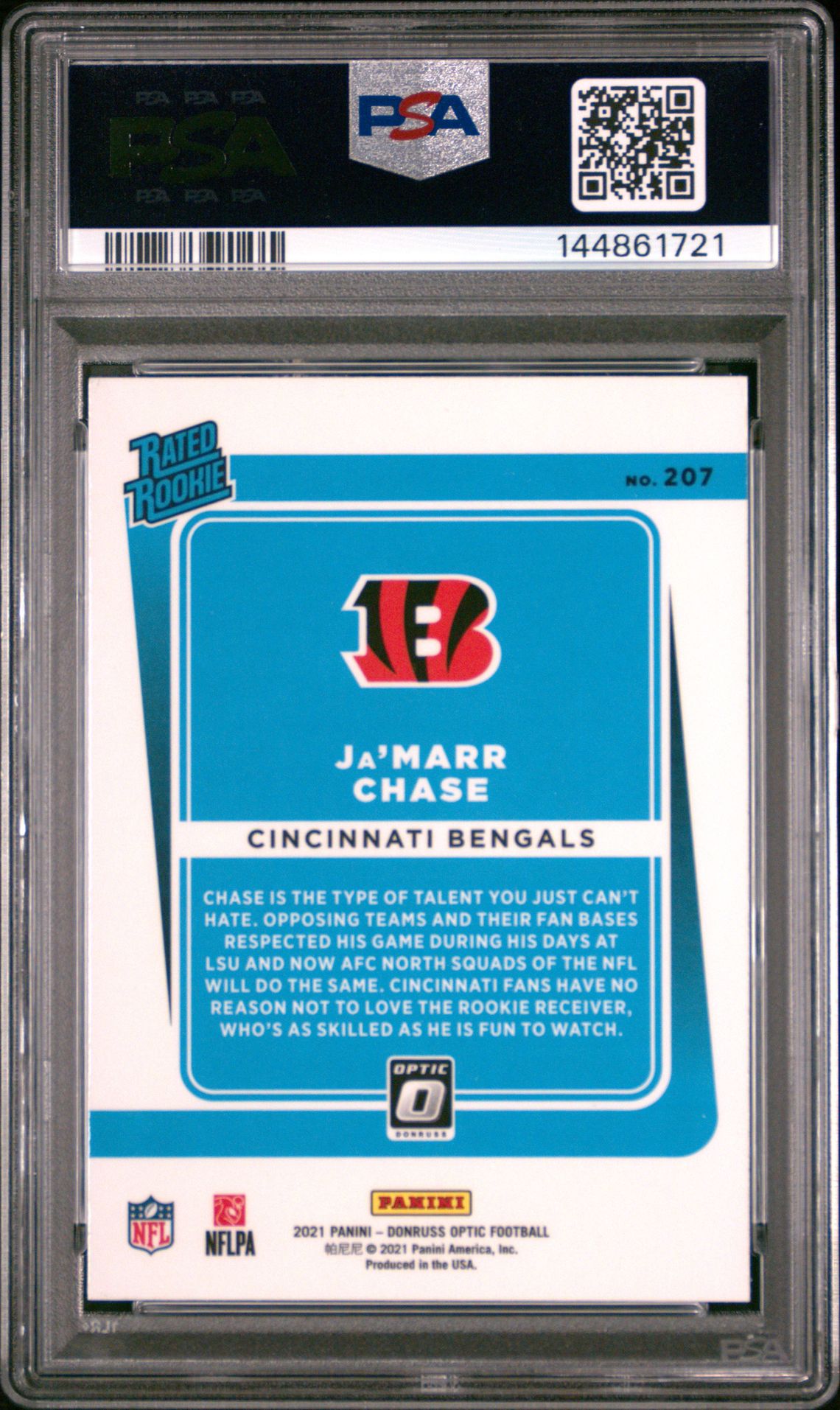 2021 Panini Donruss Optic Ja'marr Chase #207 Mint 9 back