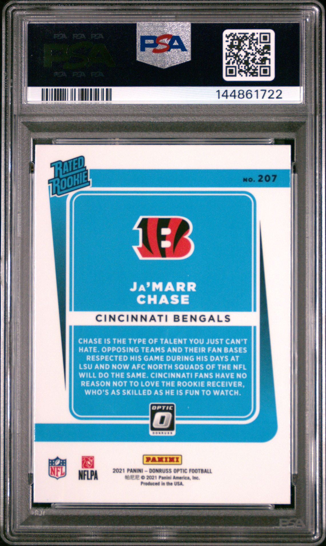 2021 Panini Donruss Optic Ja'marr Chase #207 Nm-Mt 8 back