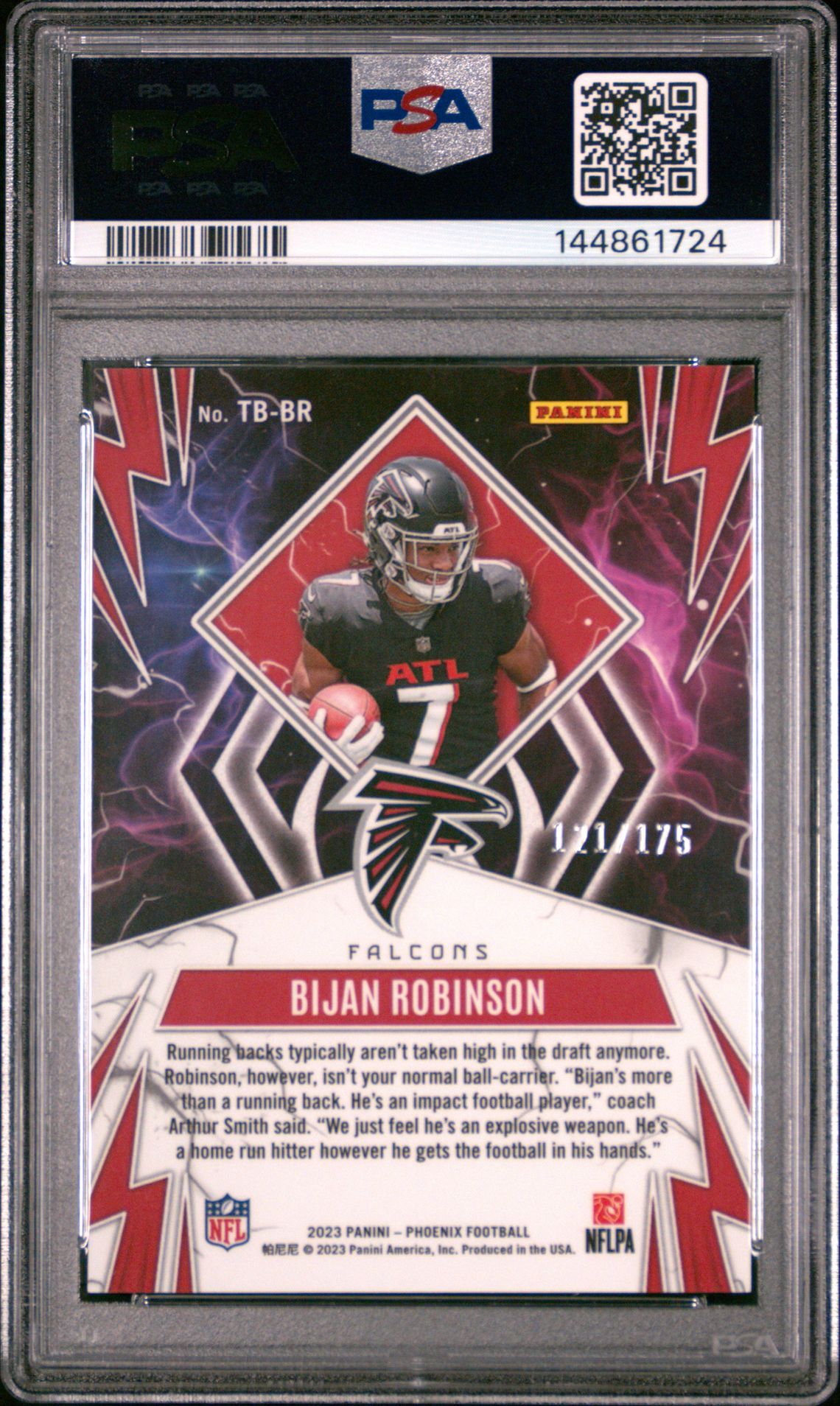 2023 Panini Phoenix Thunderbirds Bijan Robinson #Tbbr (Thunderbirds-Pink) Mint 9 back