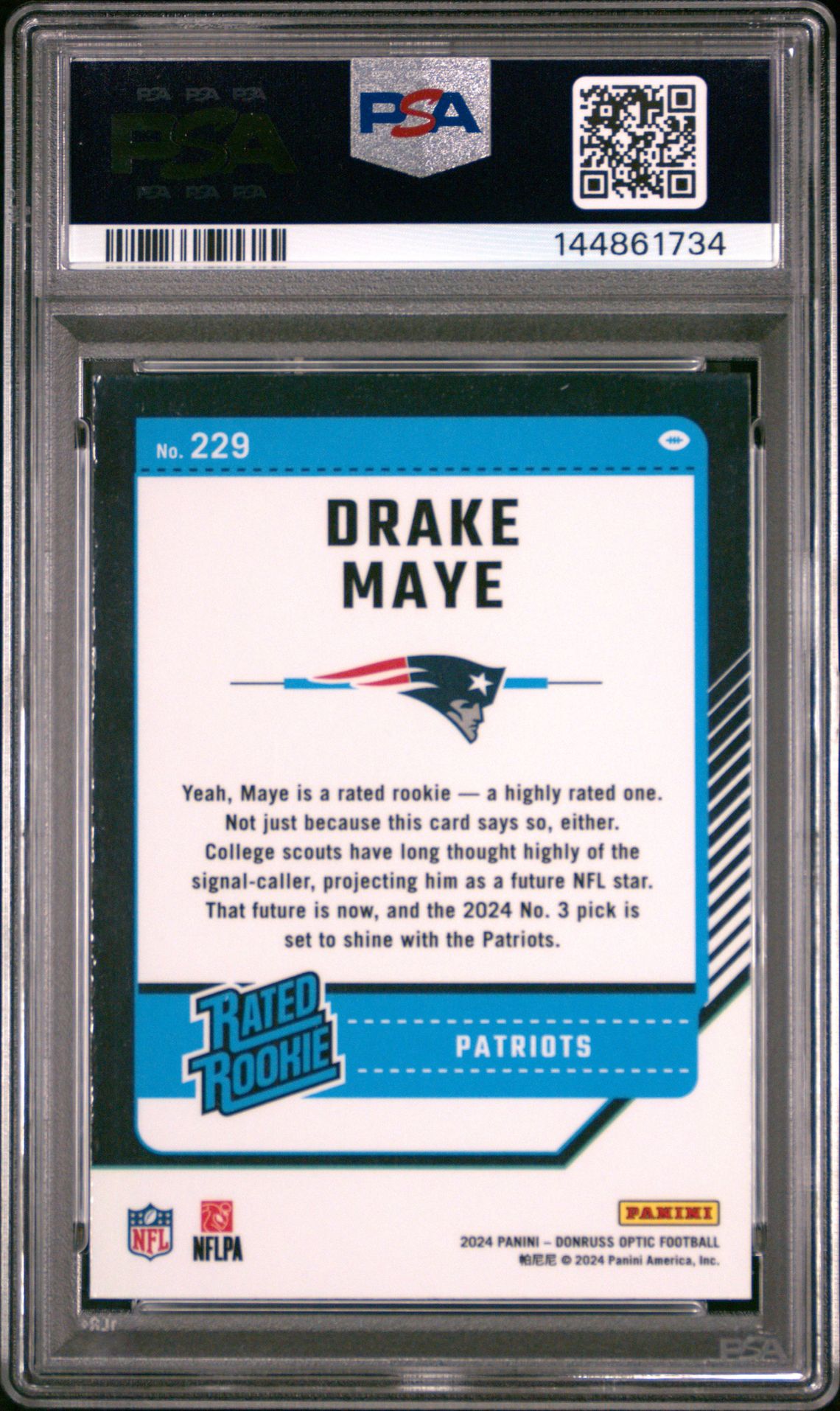 2024 Panini Donruss Optic Drake Maye #229 Mint 9 back