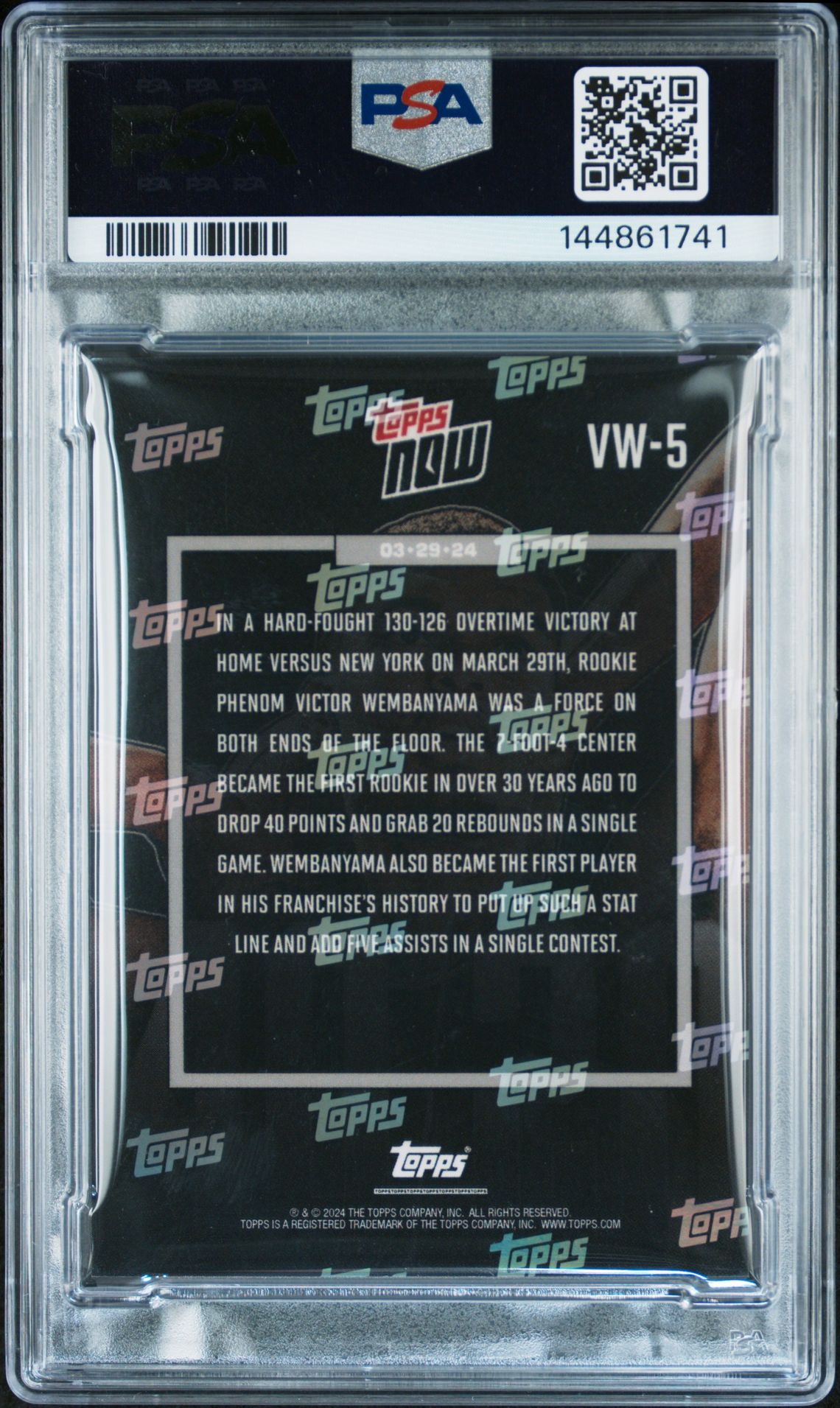 2023 Topps Now Victor Wembanyama #Vw5 Mint 9 back