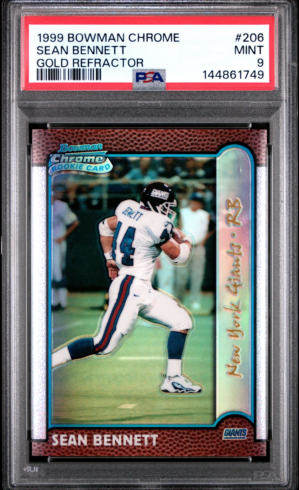 1999 Bowman Chrome Sean Bennett #206 (Gold Refractor) Mint 9 front