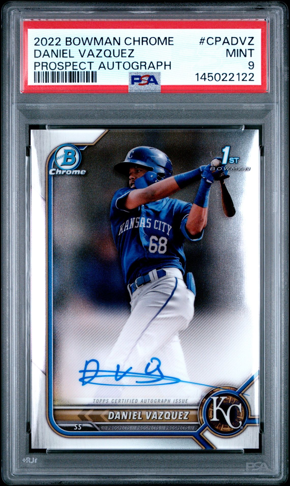 2022 Bowman Chrome Prospect Autographs Daniel Vazquez #Cpadvz (Prospect Autograph) Mint 9 front