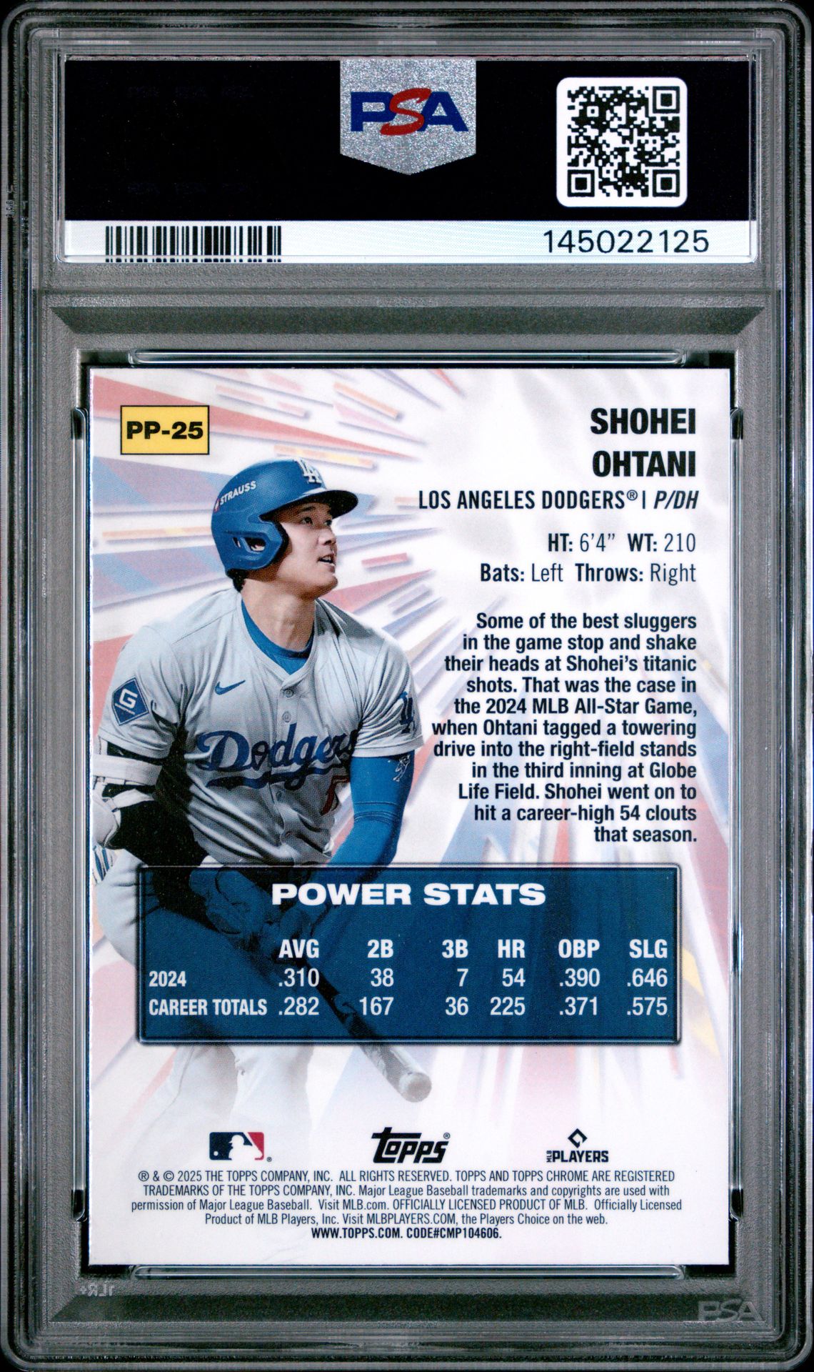 2025 Topps Chrome Power Players Shohei Ohtani #Pp25 Gem Mt 10 back