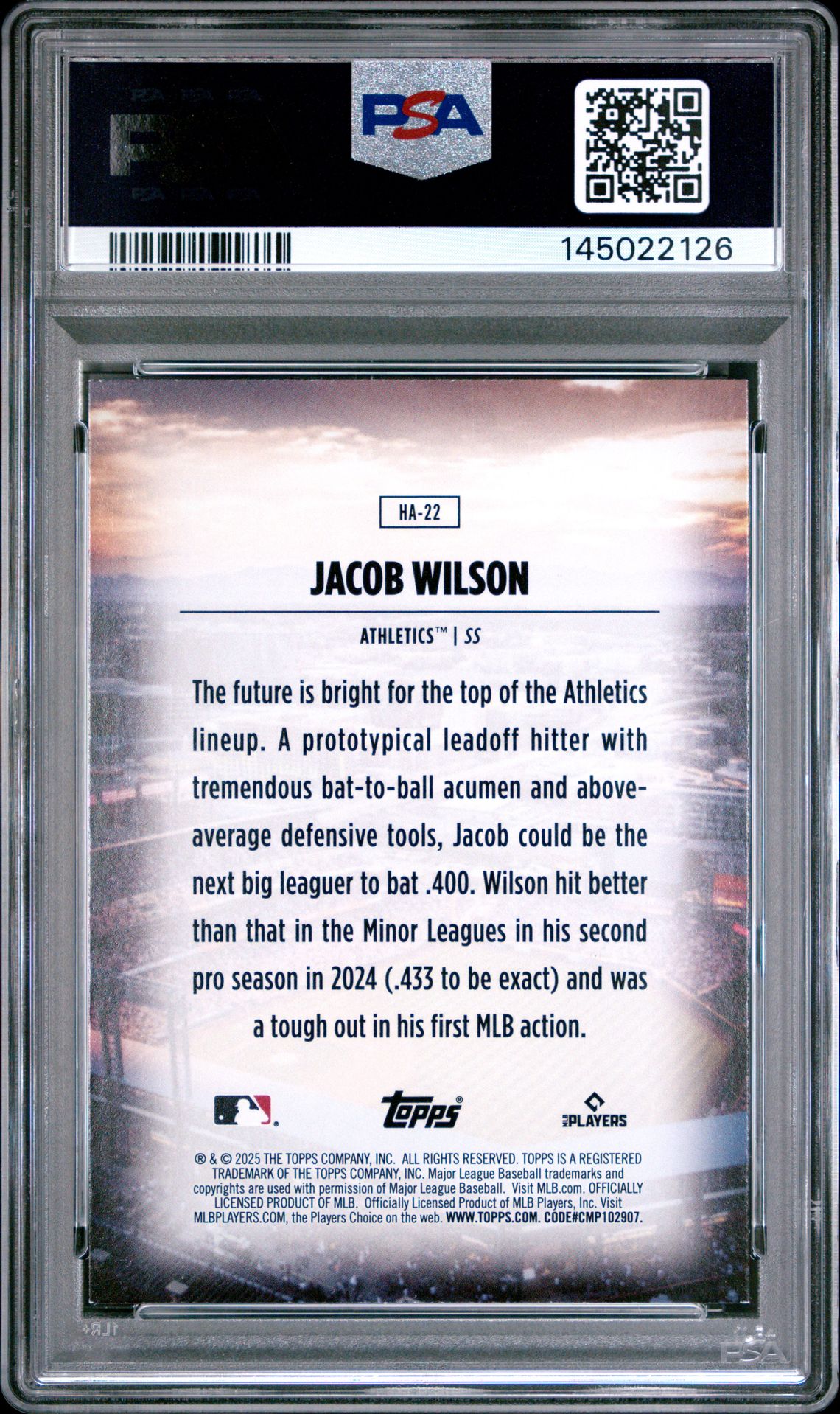 2025 Topps Home Field Advantage Jacob Wilson #Ha22 (Series 2) Nm-Mt 8 back