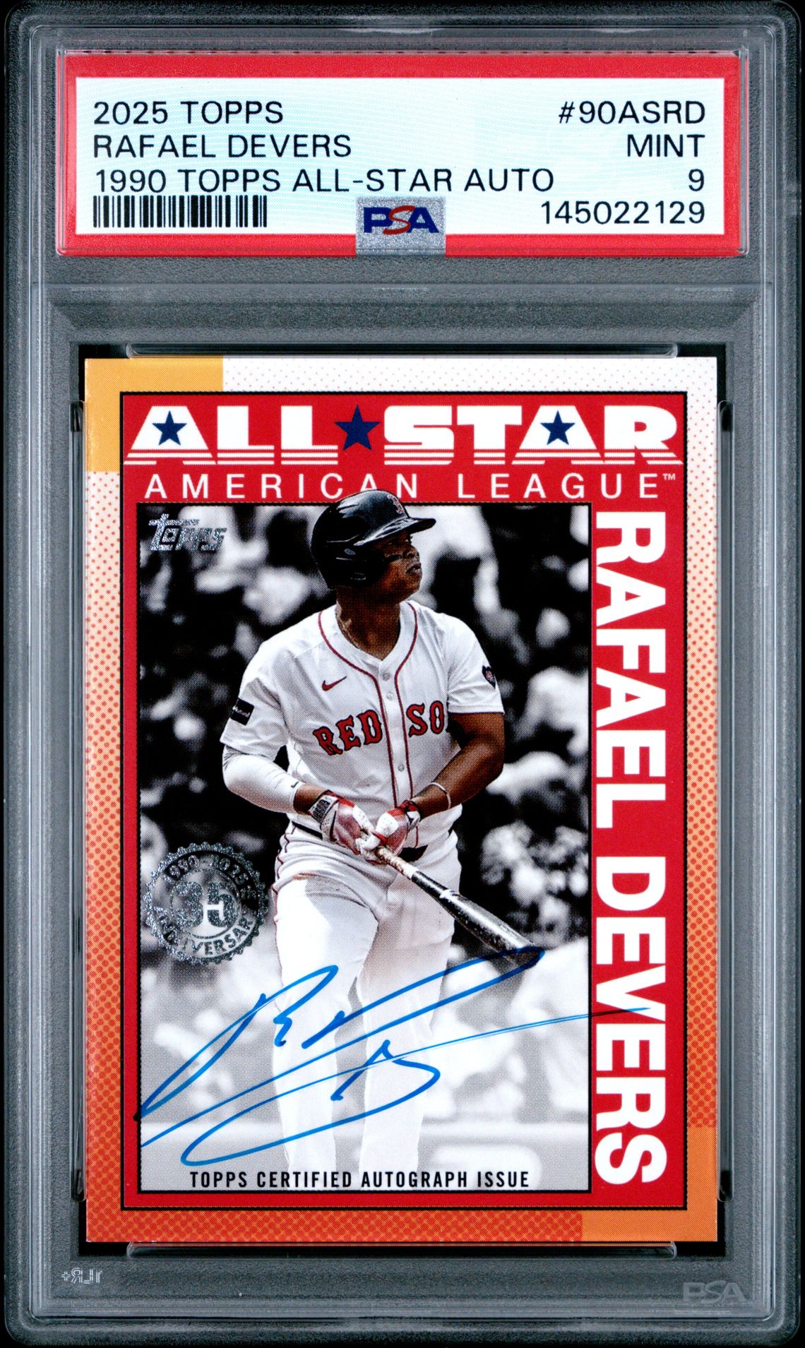 2025 Topps 1990 Topps All-Star Autographs Rafael Devers #90Asrd Mint 9 front