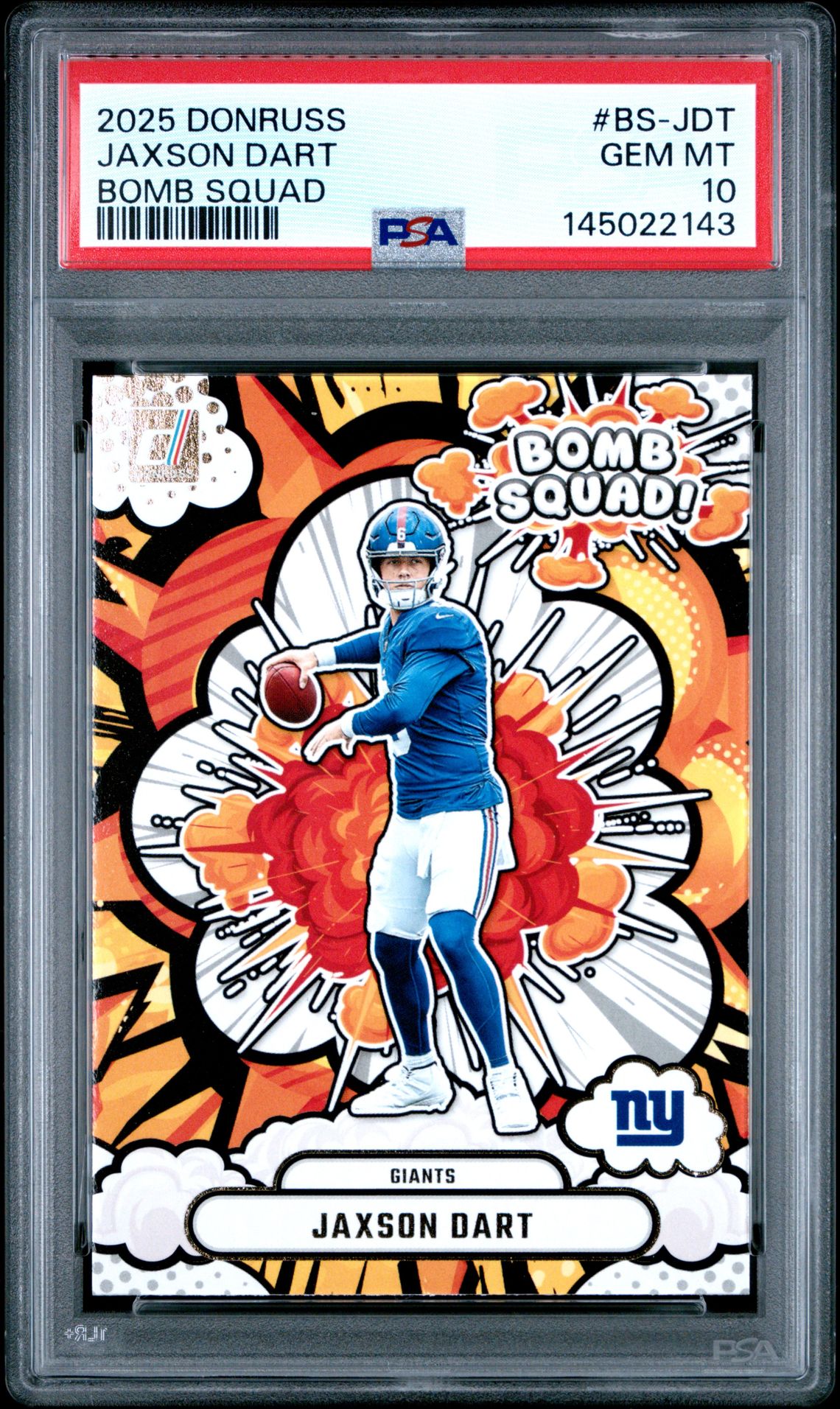 2025 Panini Donruss Bomb Squad Jaxson Dart #Bs-Jdt Gem Mt 10 front