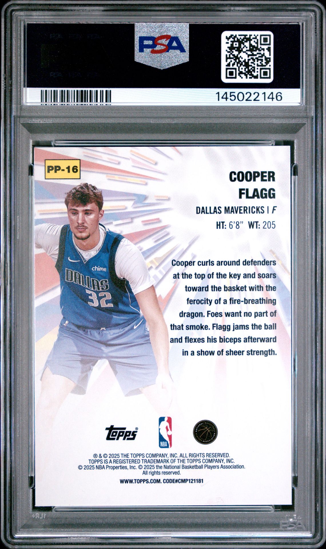 2025 Topps Power Players Cooper Flagg #Pp-16 (Power Players-Holo Foil) Gem Mt 10 back