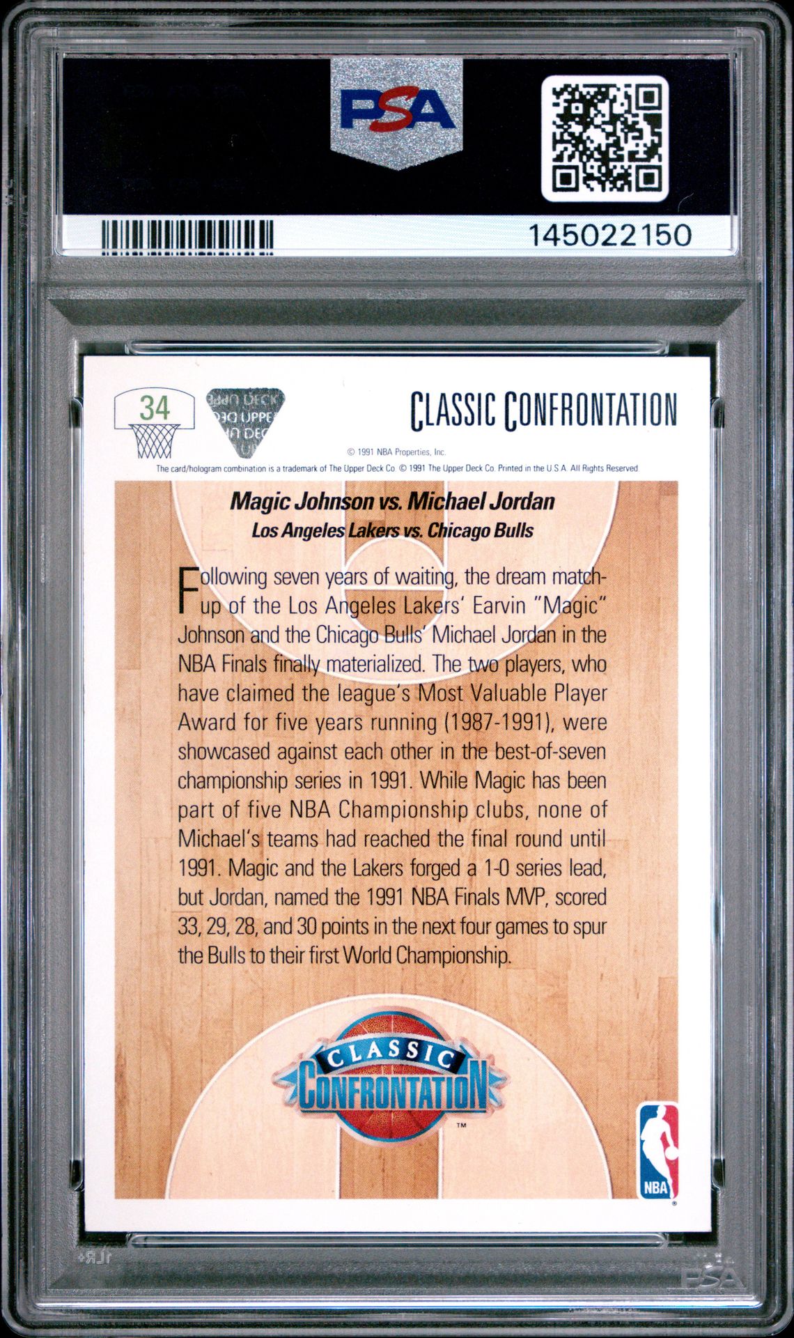 1991 Upper Deck Magic Vs. Jordan #34 Mint 9 back