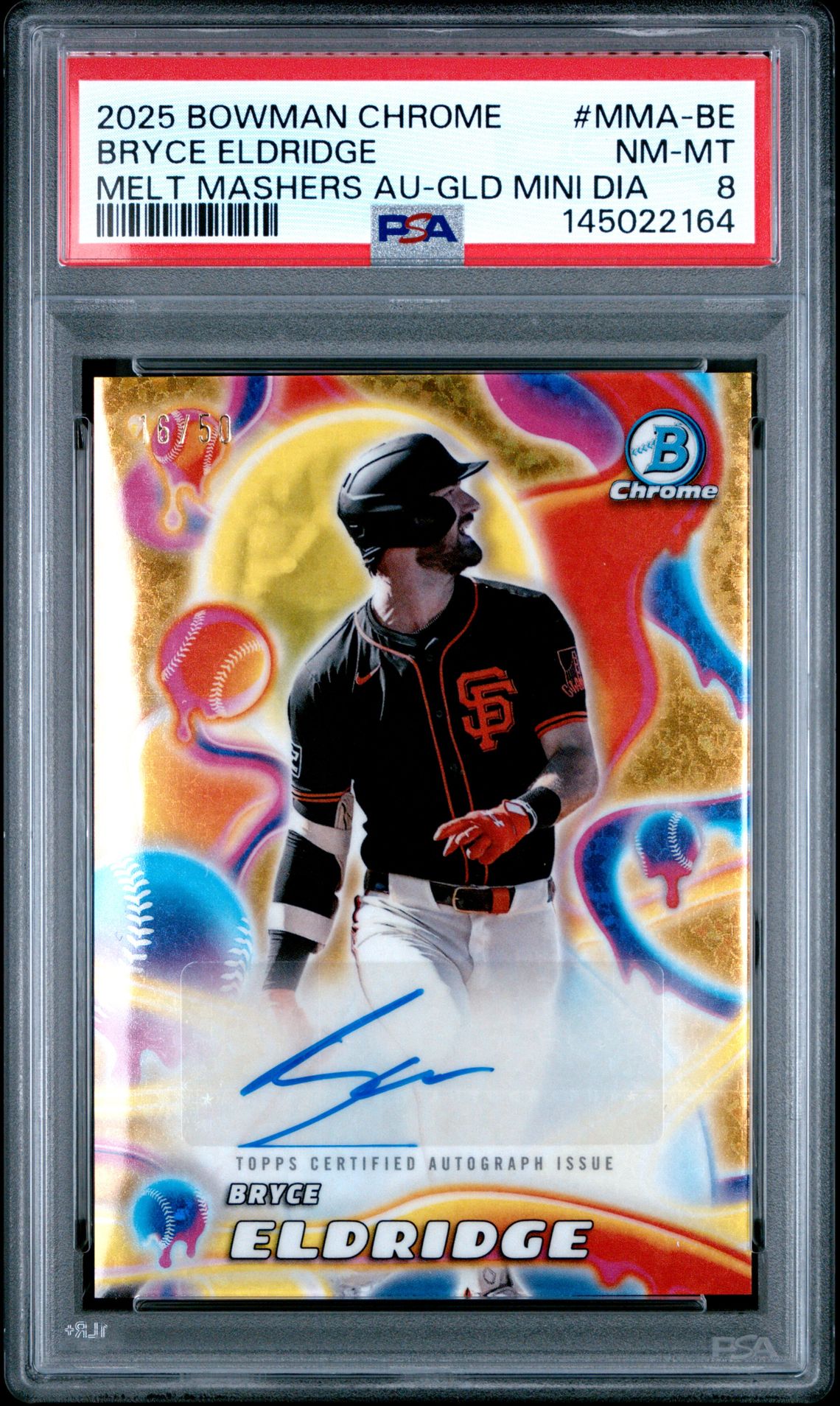 2025 Bowman Chrome Melt Mashers Autographs Bryce Eldridge #Mma-Be (Melt Mashers Au-Gld Mini Dia) Nm-Mt 8 front