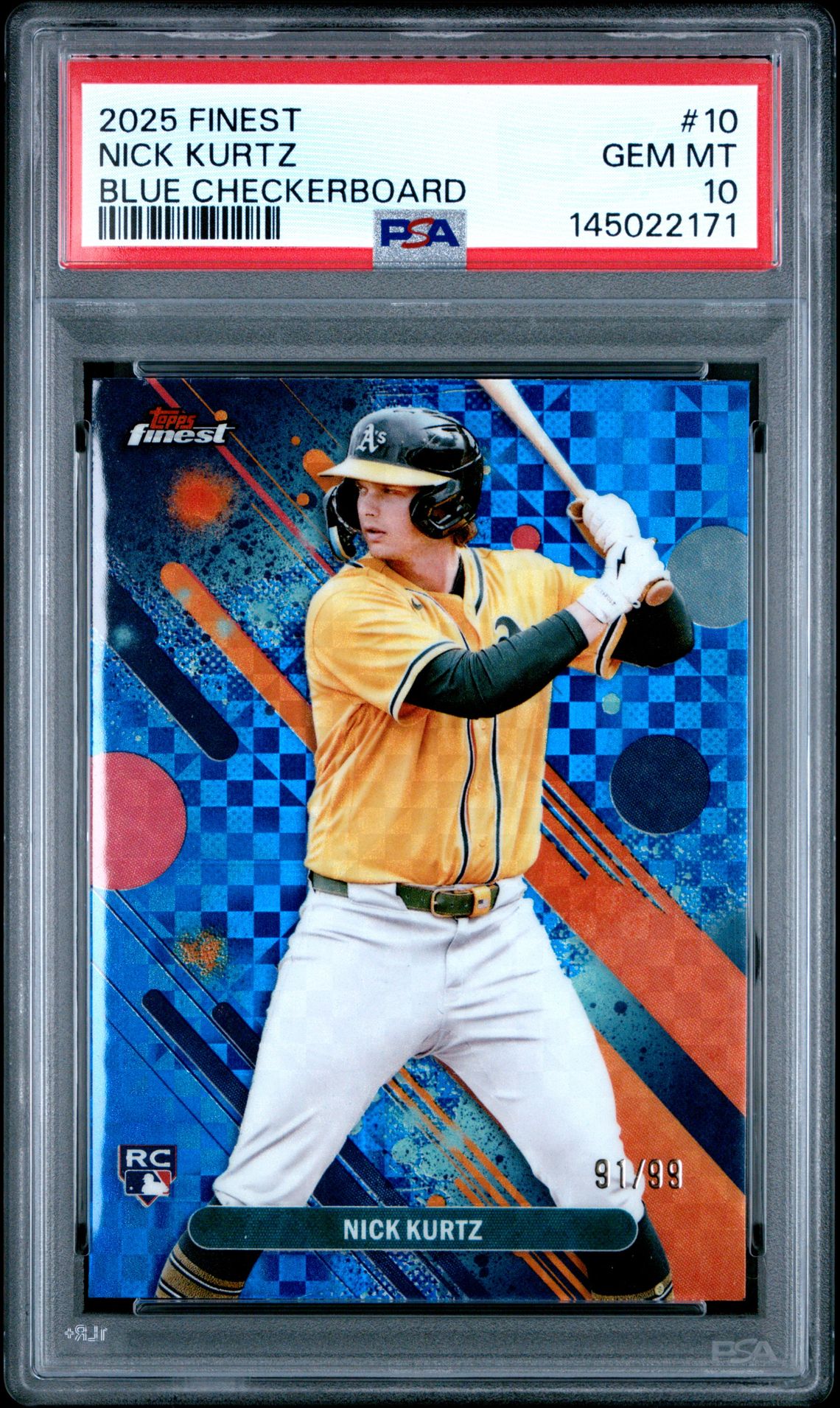 2025 Topps Finest Nick Kurtz #10 (Blue Checkerboard) Gem Mt 10 front