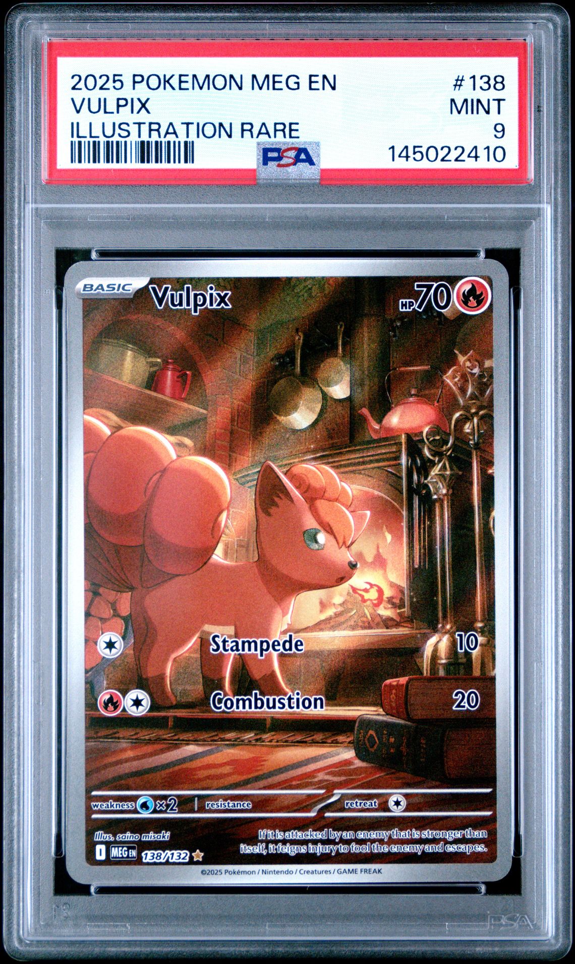 2025 Pokemon Meg En-Mega Evolution Vulpix #138 (Illustration Rare) Mint 9 front