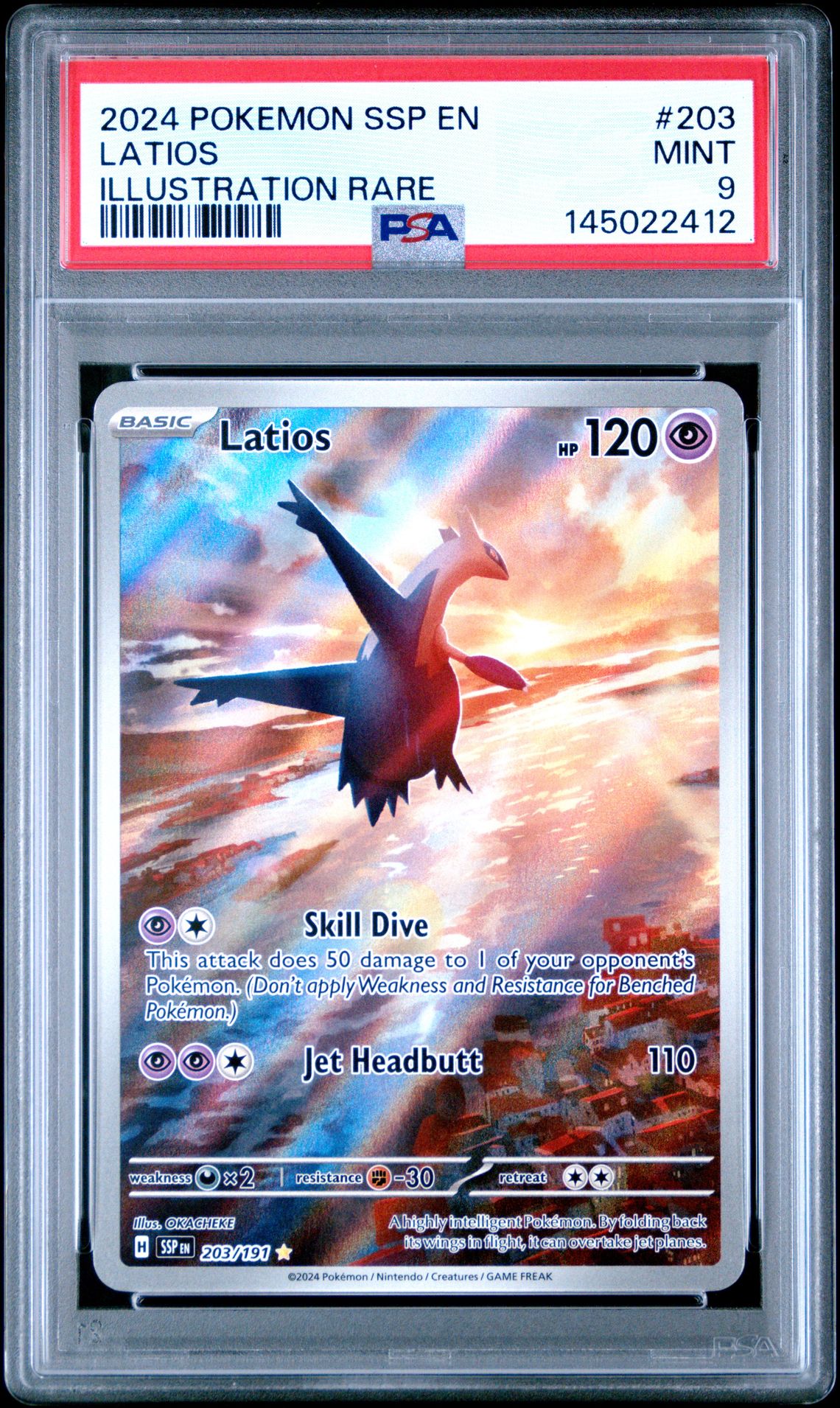 2024 Pokemon Ssp En-Surging Sparks Latios #203 (Illustration Rare) Mint 9 front